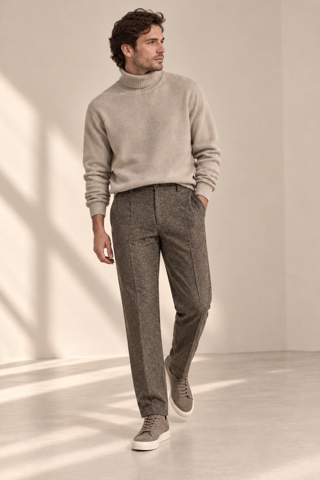 Les Deux - Stoffhose in Caribou-Braun mit Wollanteil