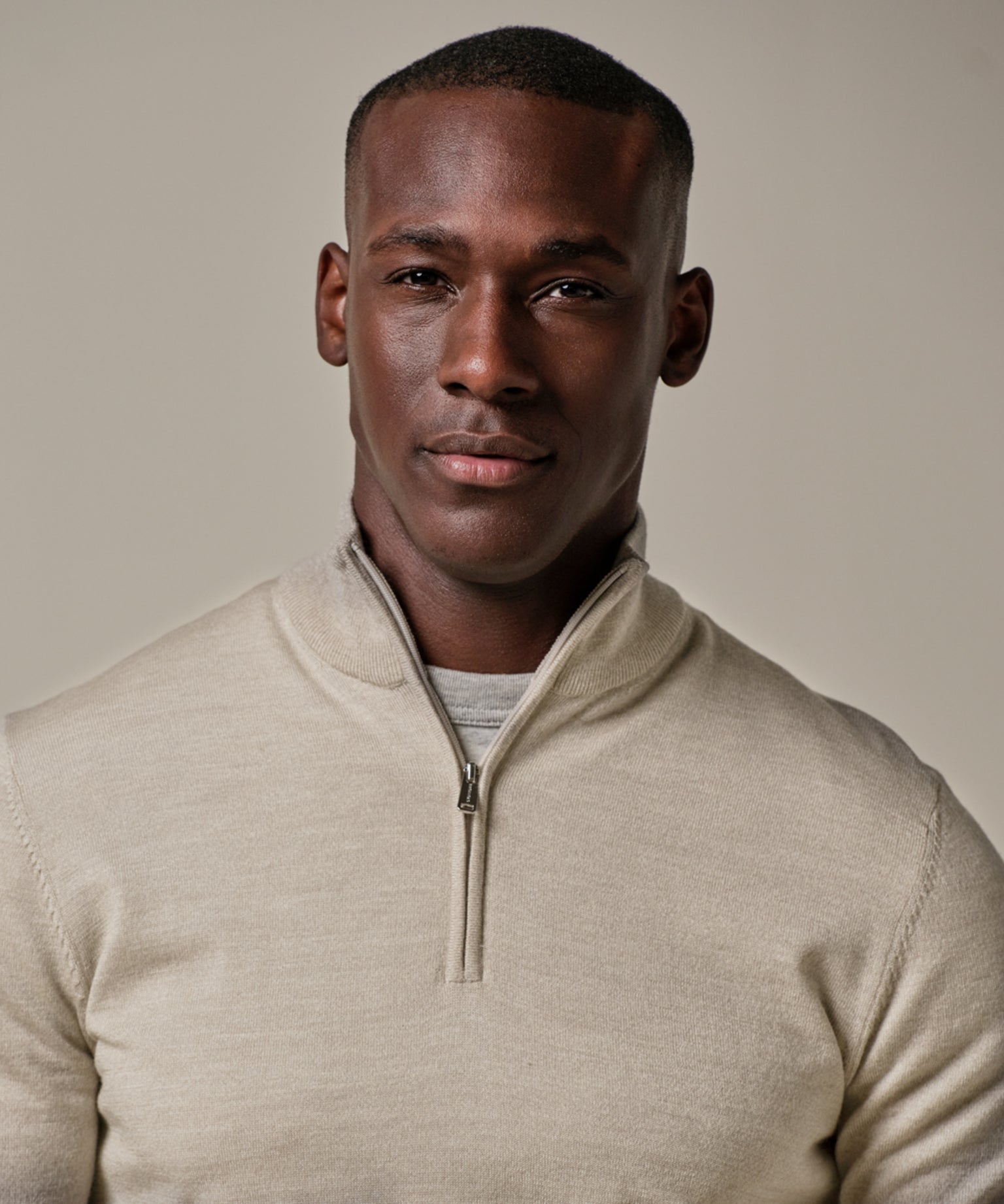 Profuomo - Feiner Merino Halfzip Pullover in Beige