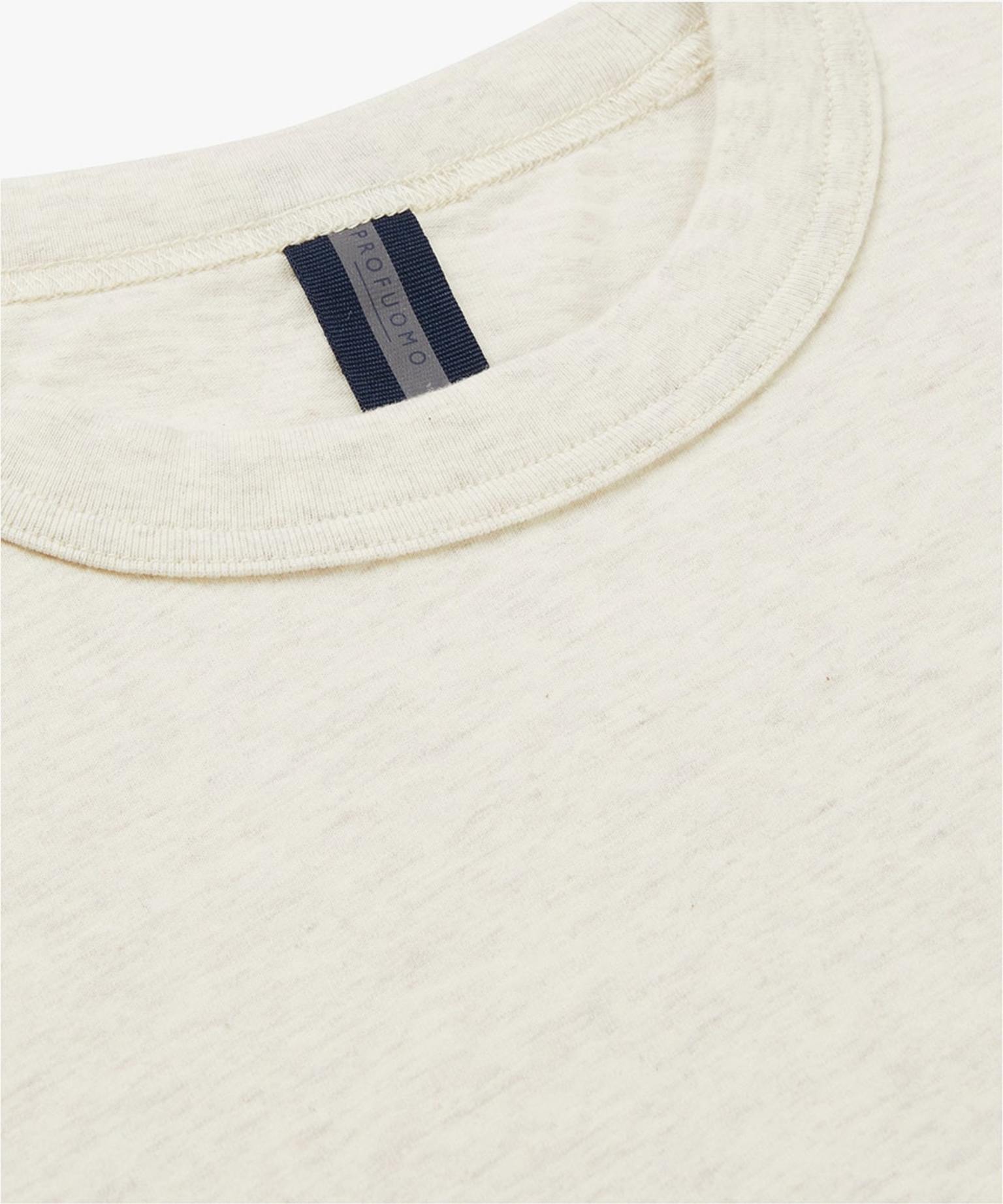 Profuomo - Basic T-Shirt mit leichter Melange in Offwhite