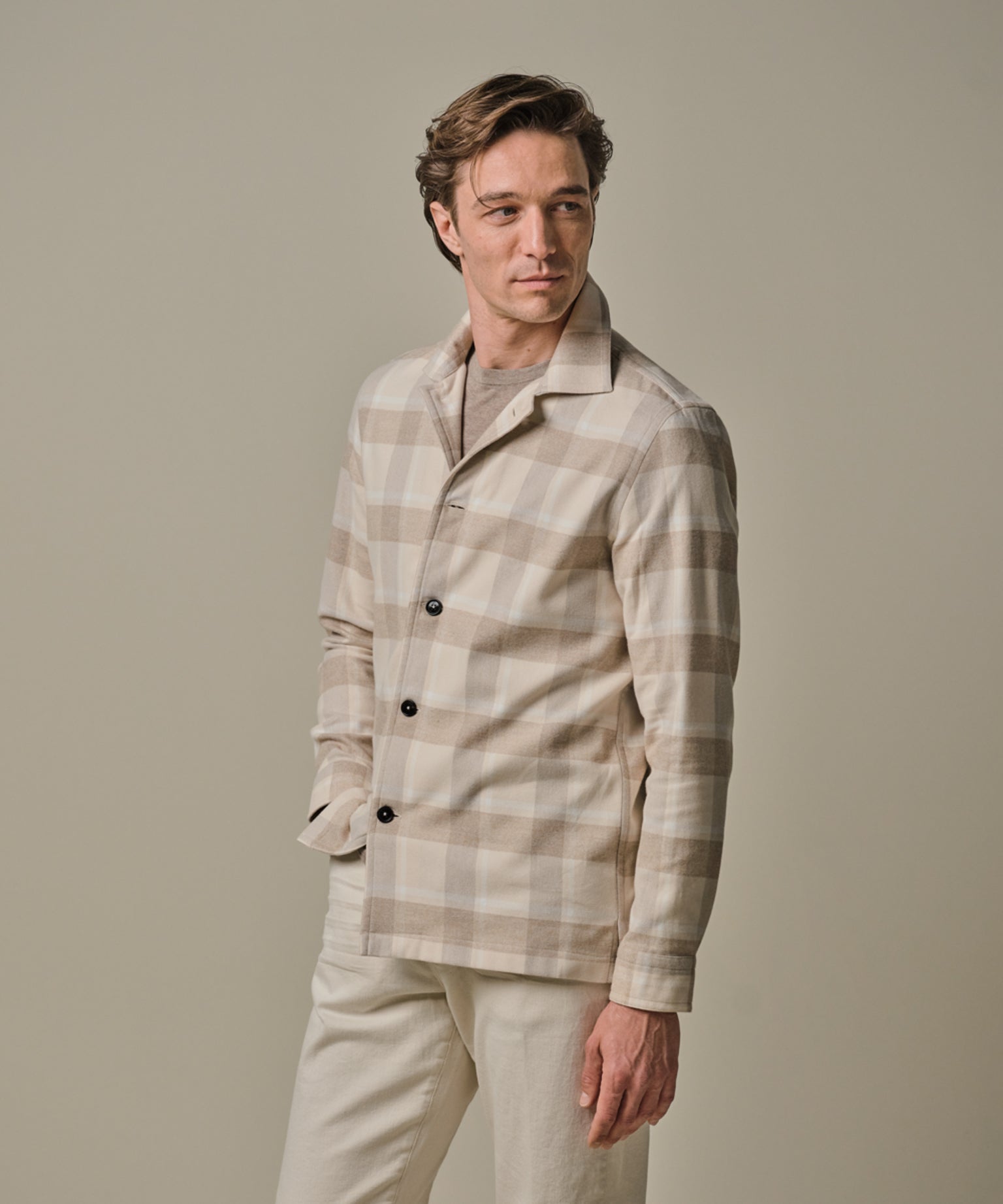 Profuomo - Flanell Overshirt in Beige