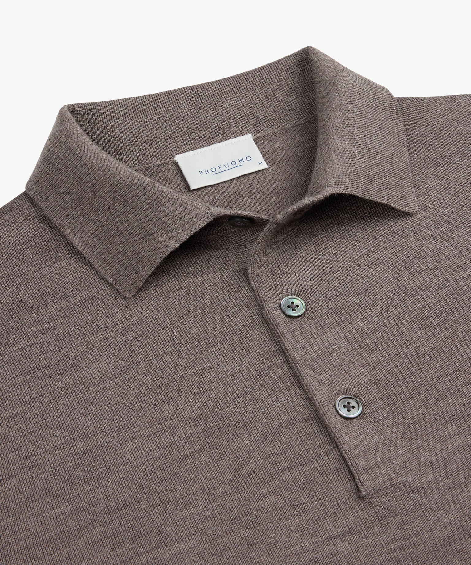 Profuomo - Edles Merino Strick-Poloshirt in Taupe