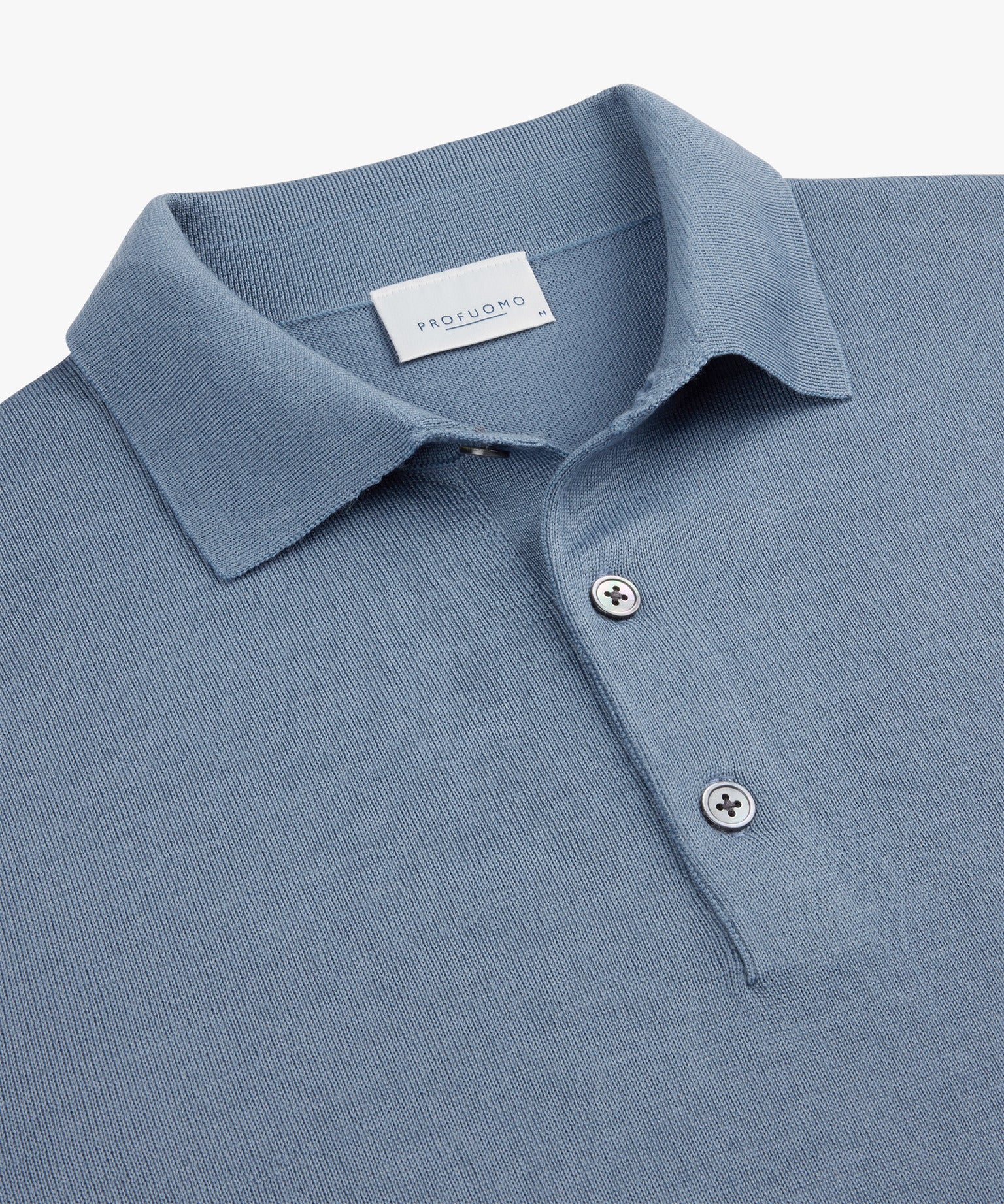 Profuomo - Edles Merino Strick-Poloshirt in Hellblau