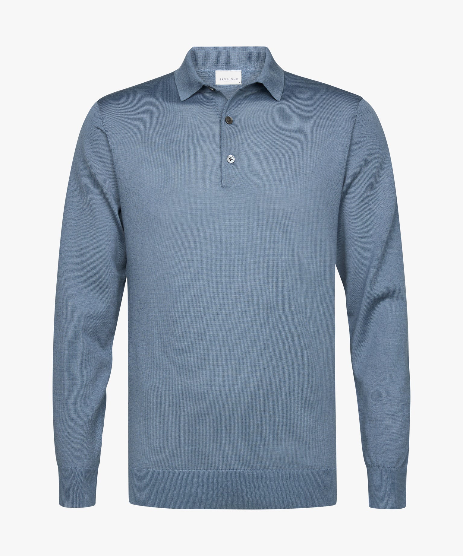 Profuomo - Edles Merino Strick-Poloshirt in Hellblau
