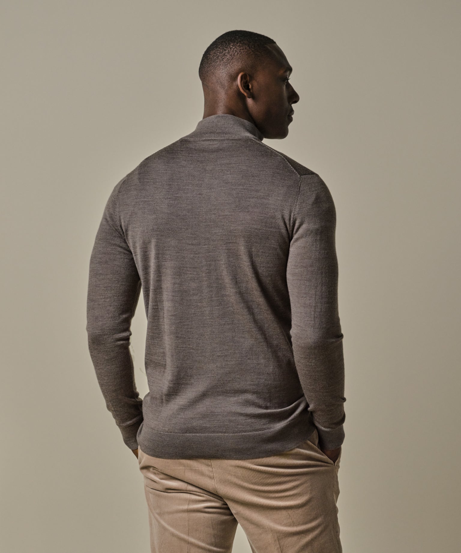 Profuomo - Feiner Merino Halfzip Pullover in Braun