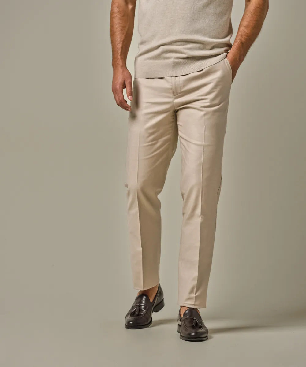 Profuomo - Exklusive Chino mit Side-Adjustern aus hochwertigem Baumwoll-Leinen Mix