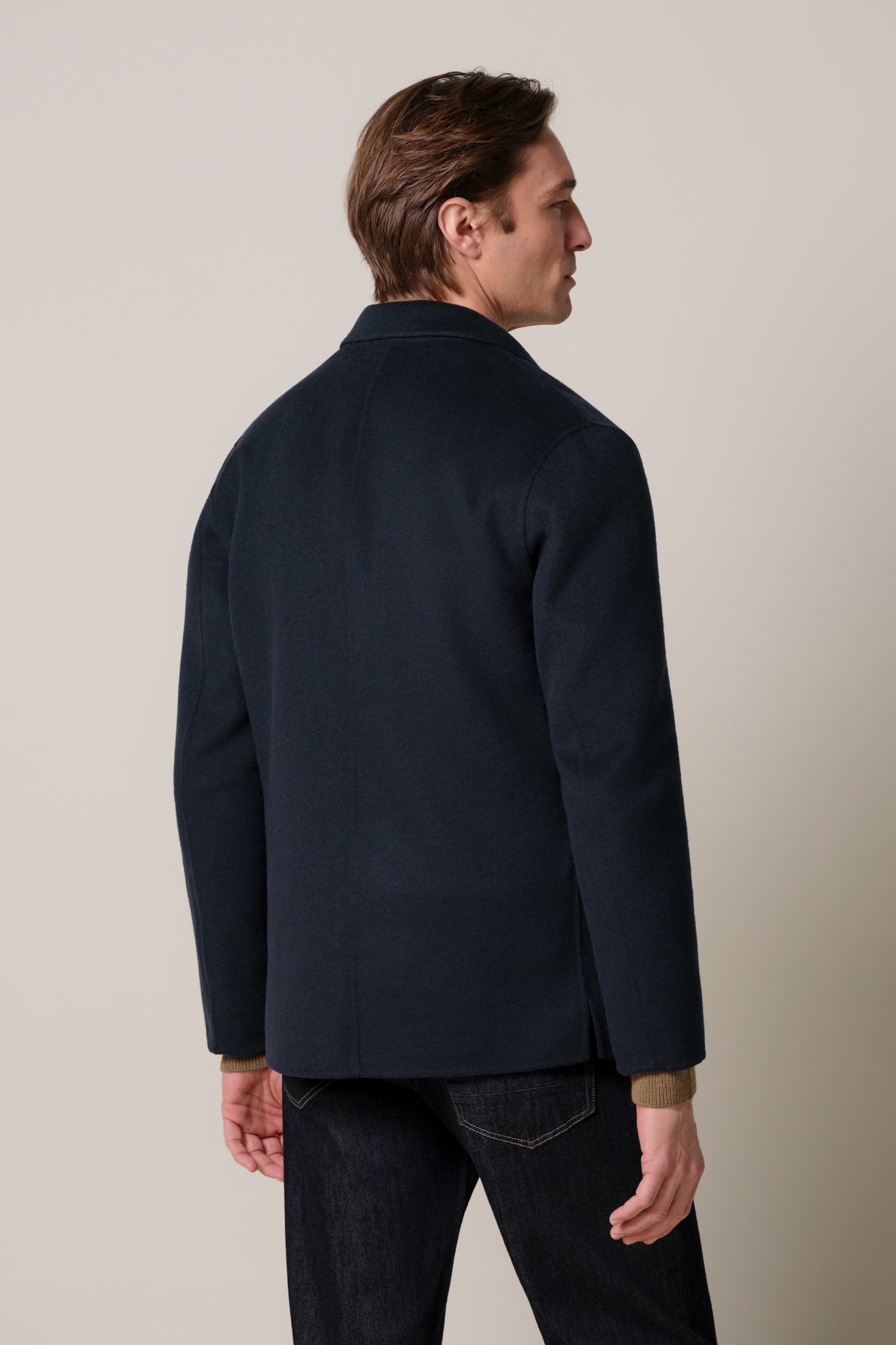Profuomo - Woll-Overshirt in Dunkelblau mit aufgesetzten Taschen