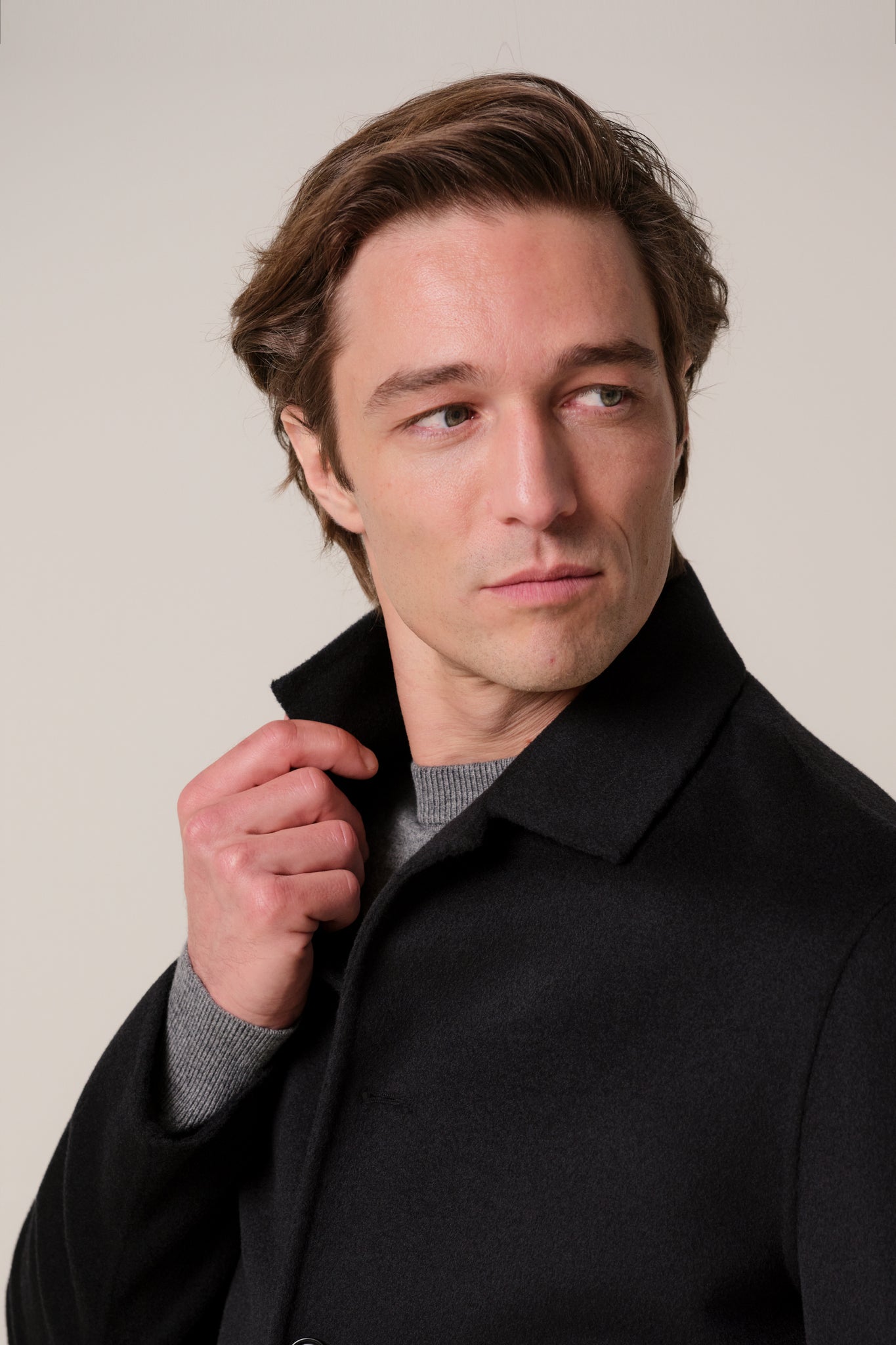 Profuomo - Woll-Overshirt in Schwarz mit aufgesetzten Taschen