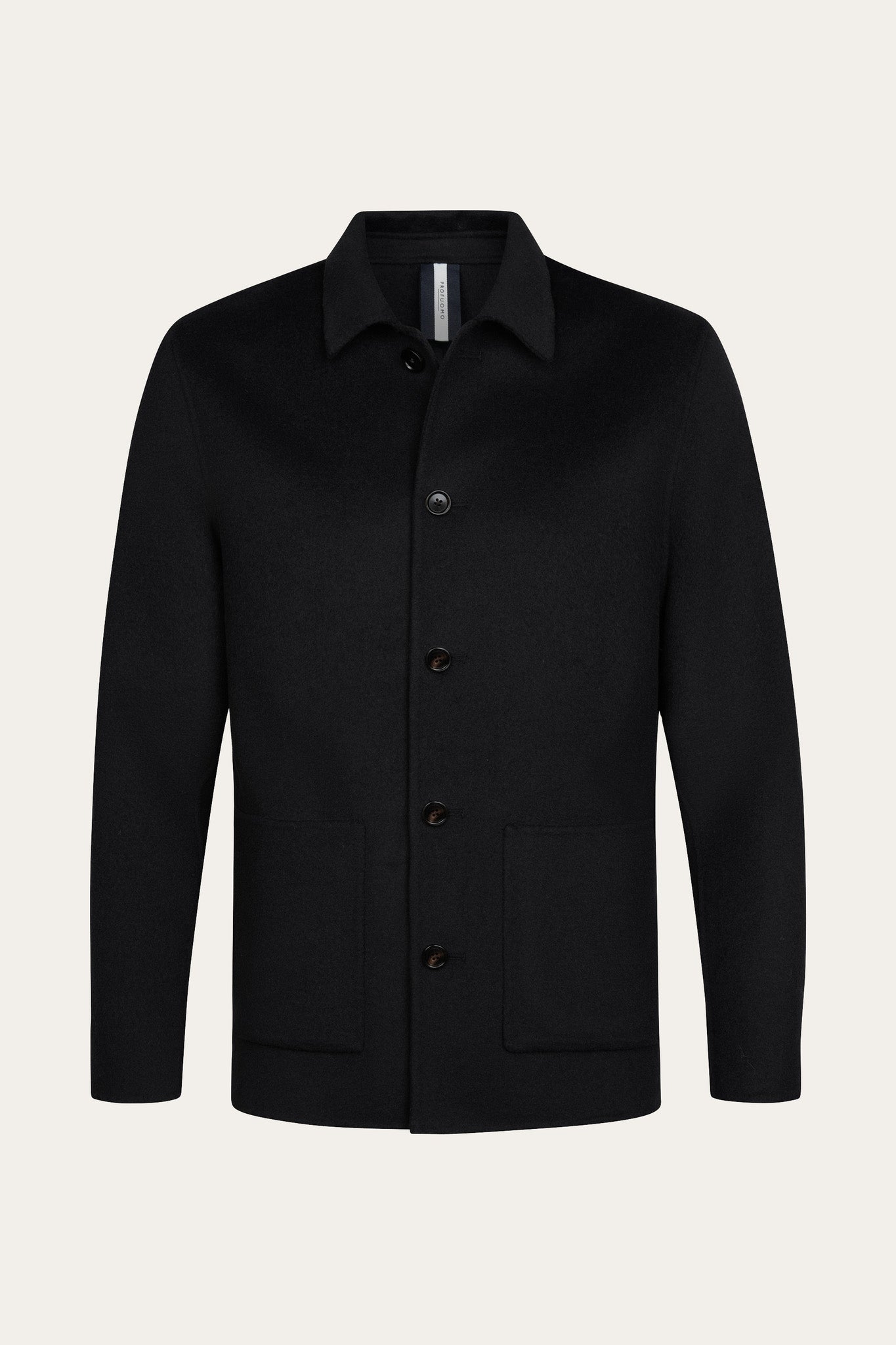 Profuomo - Woll-Overshirt in Schwarz mit aufgesetzten Taschen