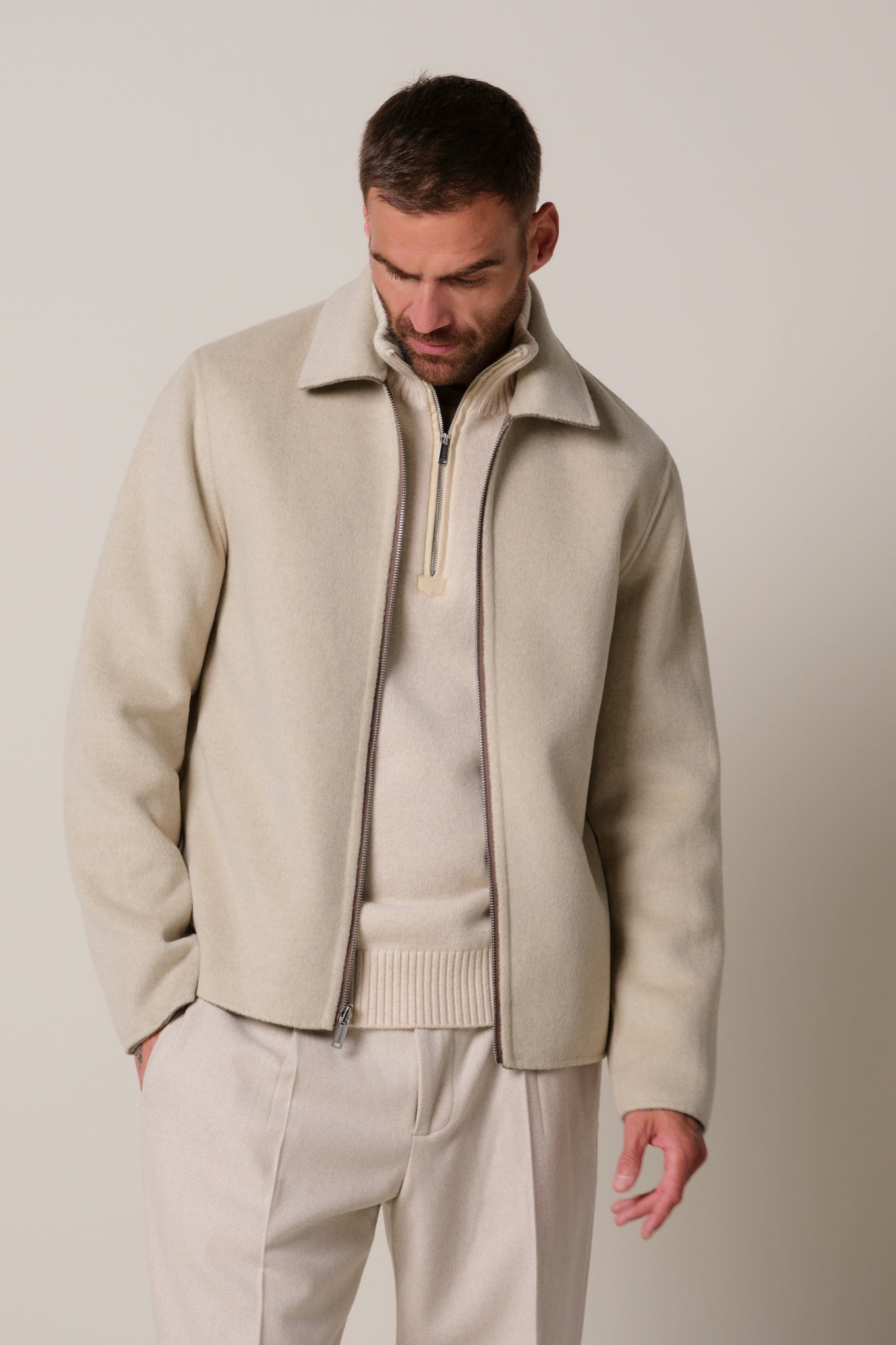 Profuomo - Wendbares Woll-Overshirt in Braun