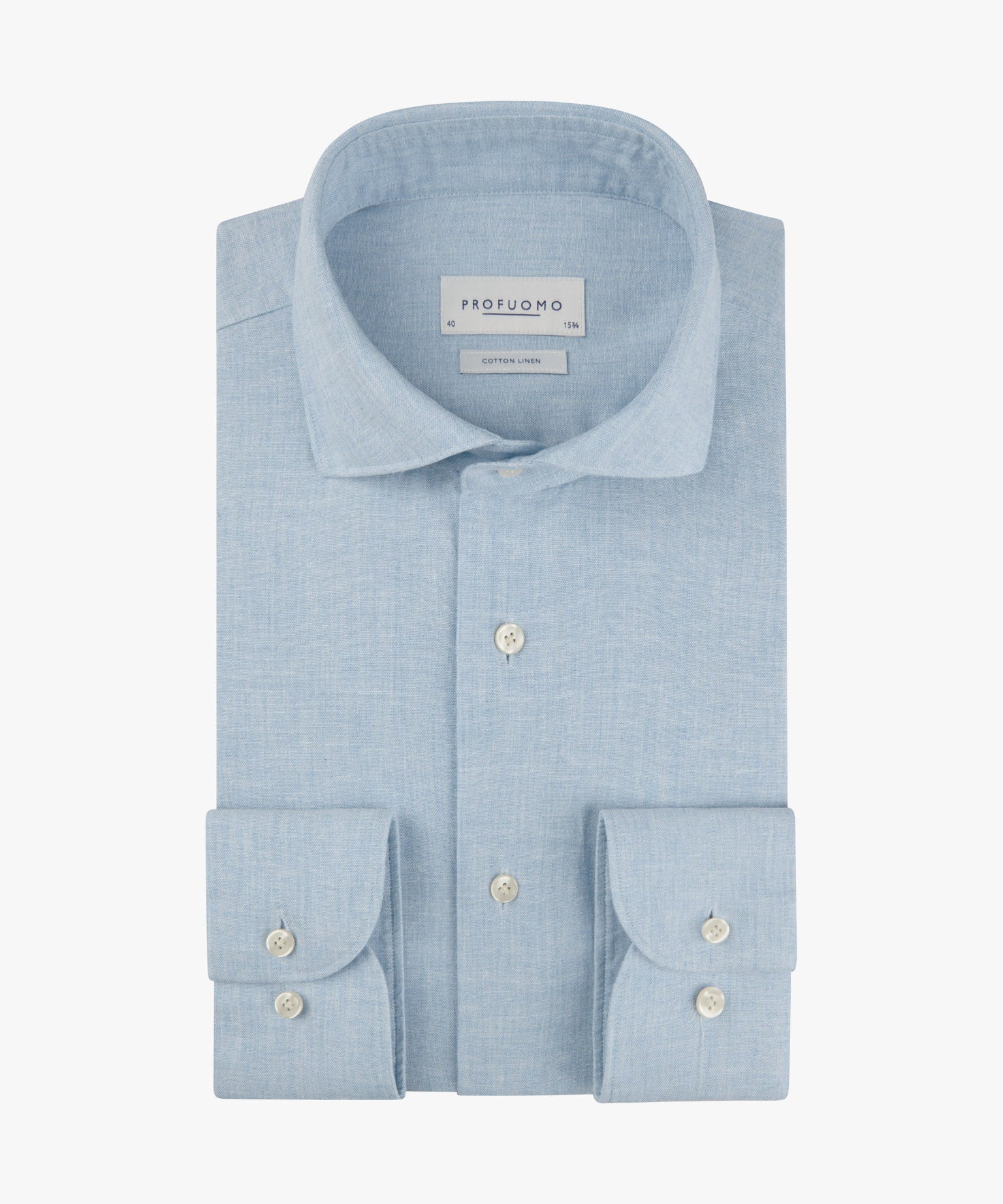Profuomo - Elegant sportives Hemd aus Leinen-Baumwoll-Mix in Hellblau