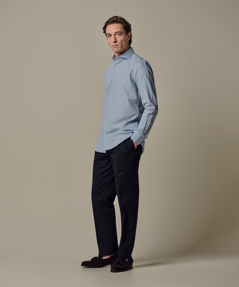 Profuomo - Elegant sportives Hemd aus Leinen-Baumwoll-Mix in Hellblau