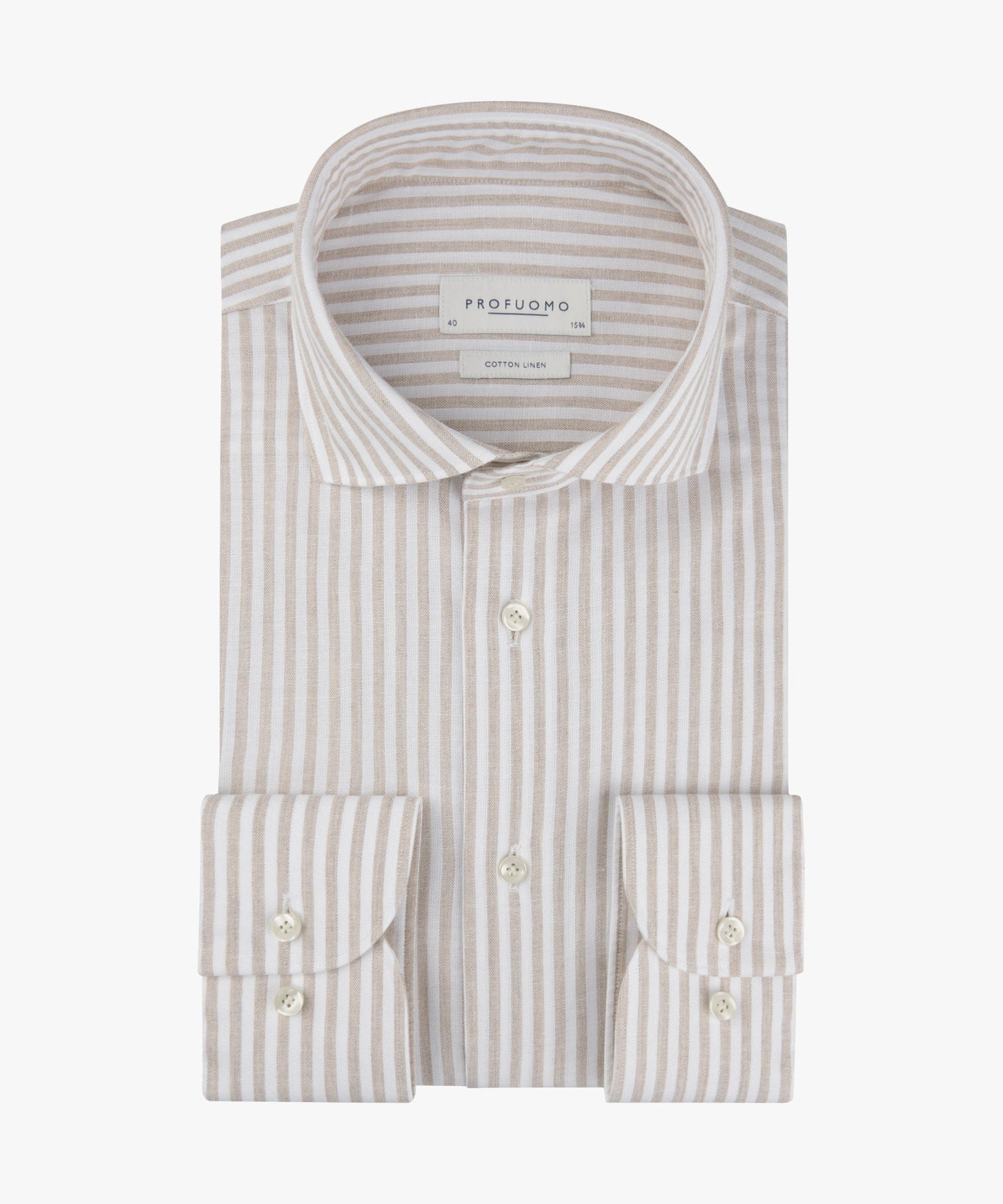 Profuomo - Elegant sportives Hemd aus Leinen-Baumwoll-Mix in Beige