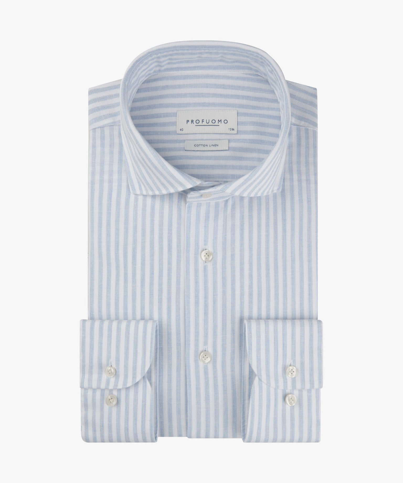 Profuomo - Elegant sportives Hemd aus Leinen-Baumwoll-Mix in Hellblau