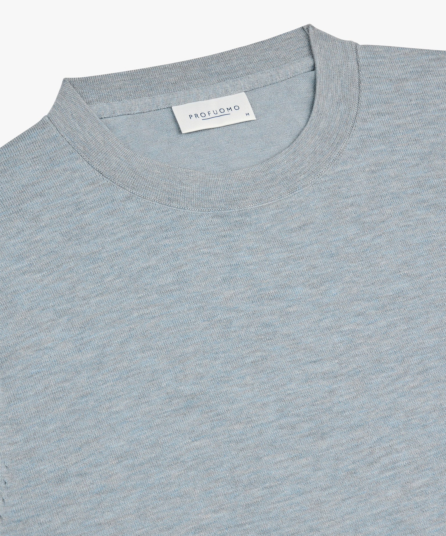 Profuomo - Hellblauer Rundhalspullover in Feinstrick