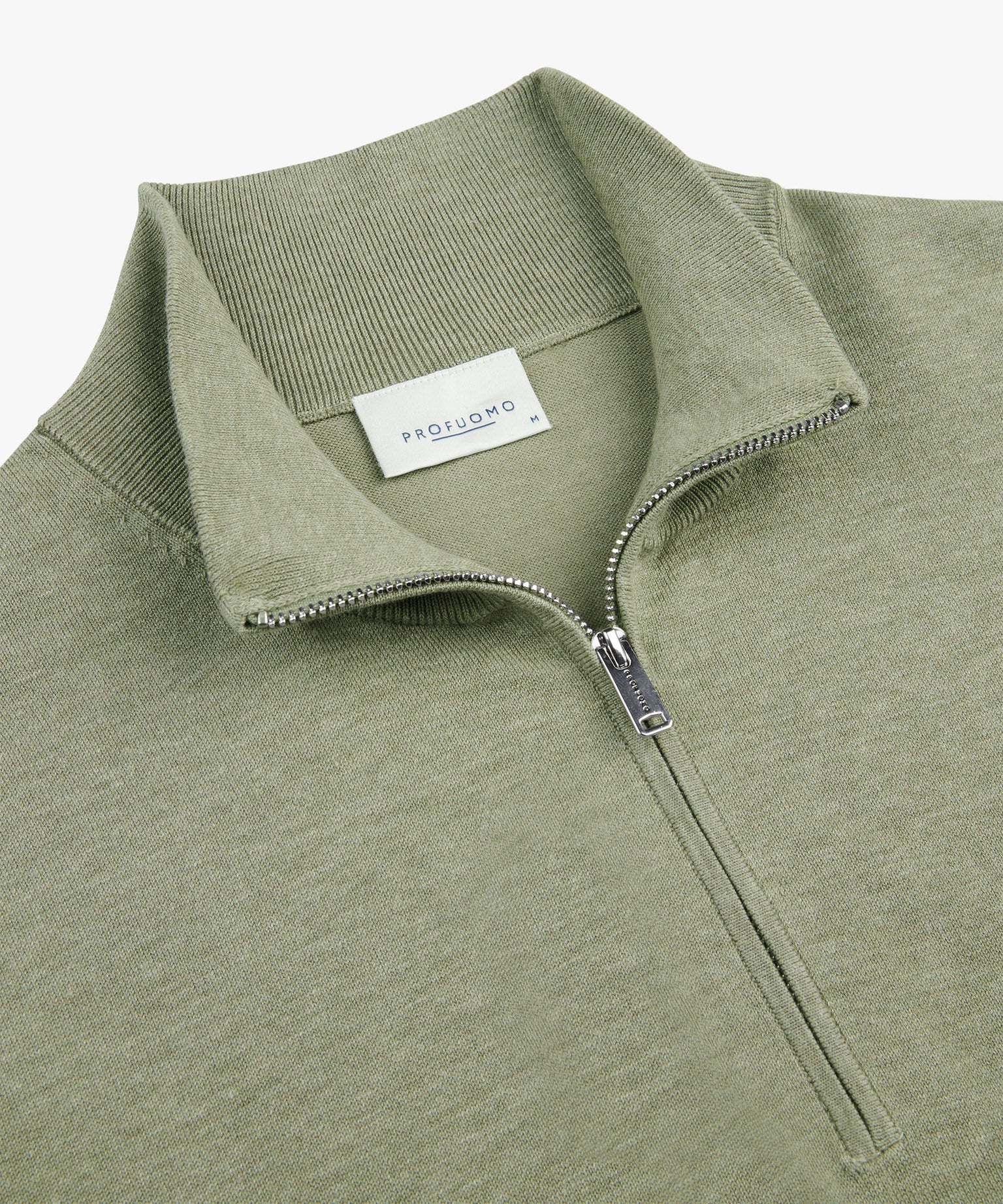 Profuomo - Feiner Strickpullover mit Half-Zip in zartem Grünton