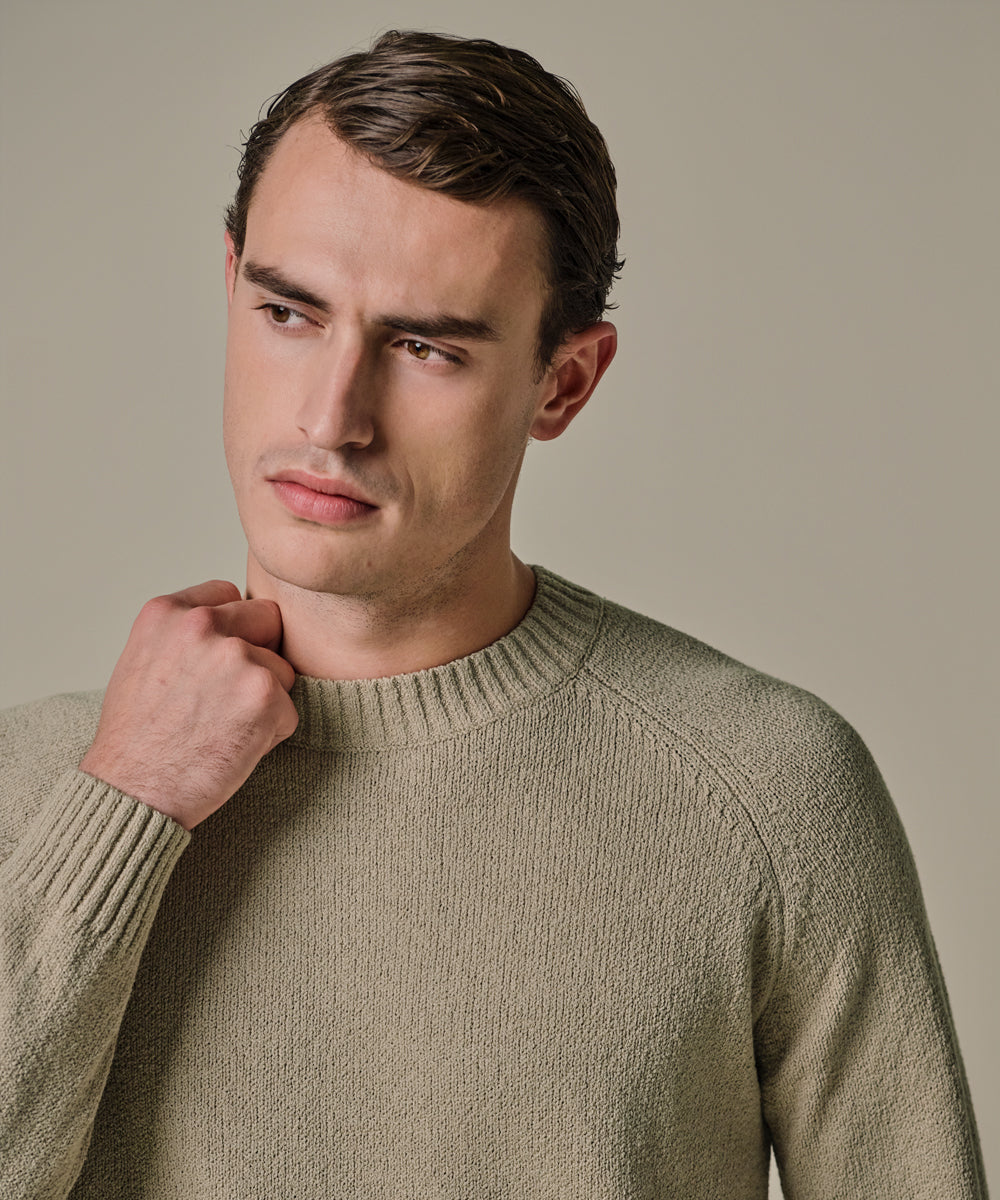 Profuomo - Leichter Strickpullover in Bouclé-Optik in Beige