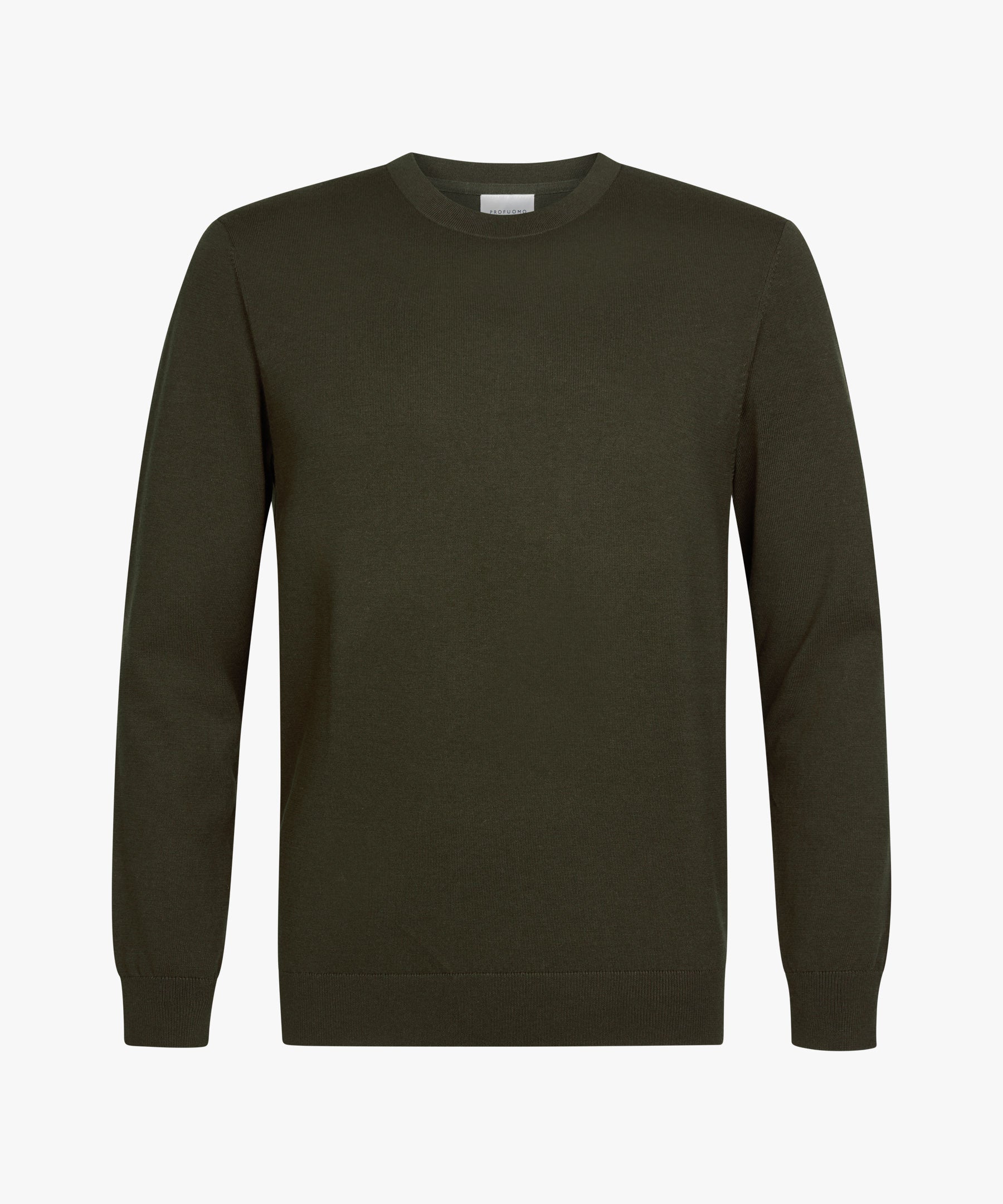 Profuomo - Feinstrick Pullover mit Rundhals in Dunkelgrün