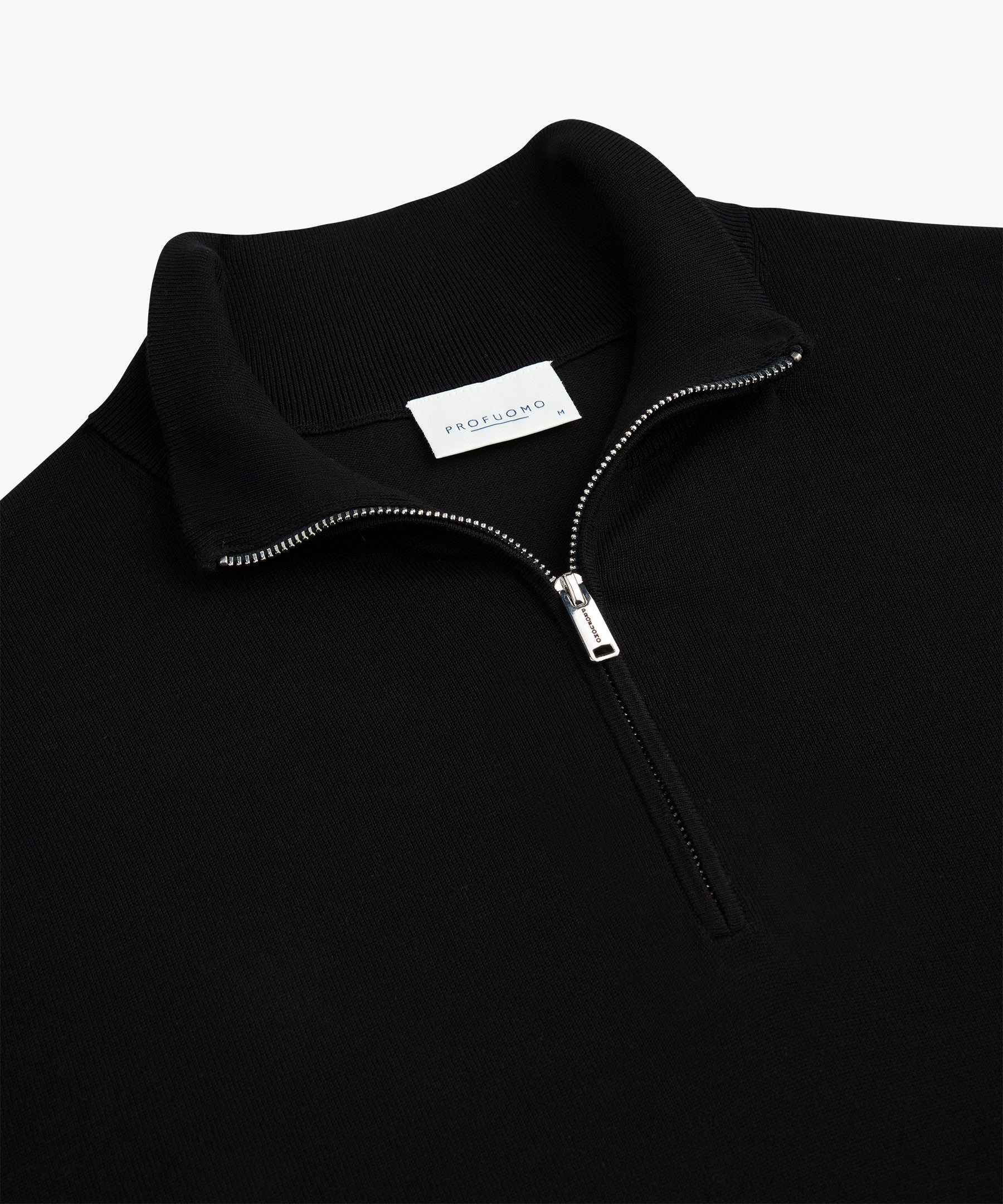 Profuomo - Feiner Strickpullover mit Half-Zip in Schwarz