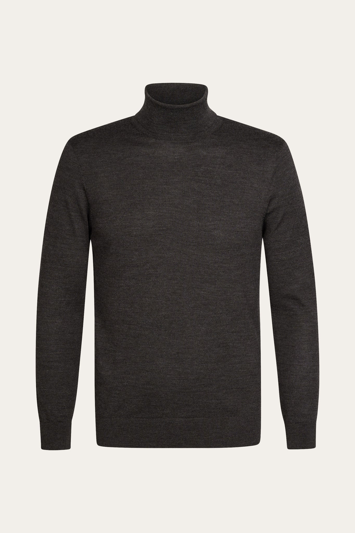 Profuomo - Feiner Rollkragenpullover aus reiner Merinowolle in Dunkelbraun