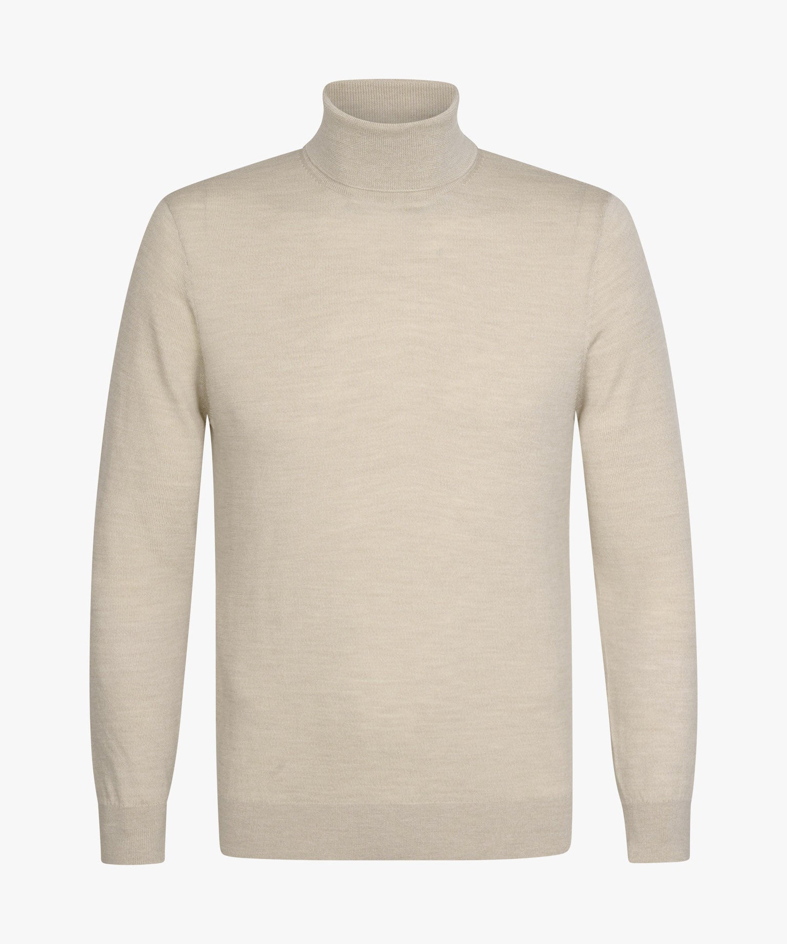 Profuomo - Feiner Rollkragenpullover aus reiner Merinowolle in Hellbeige