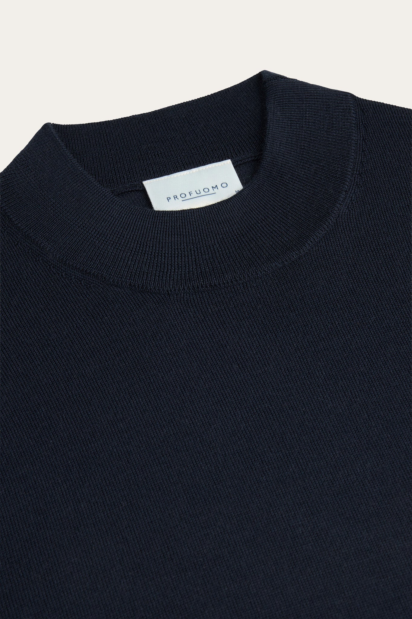 Profuomo - Merino Feinstrickpullover mit kurzem Stehkragen in Dunkelblau