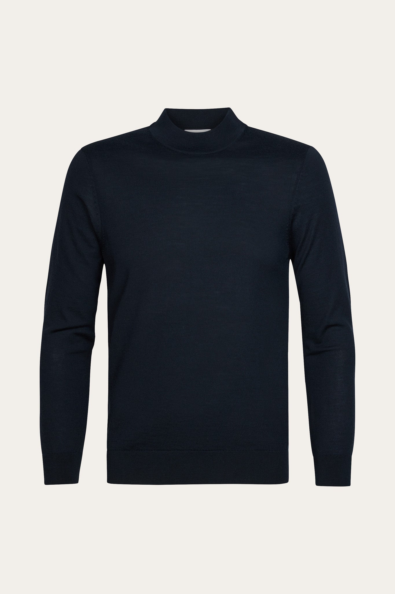 Profuomo - Merino Feinstrickpullover mit kurzem Stehkragen in Dunkelblau