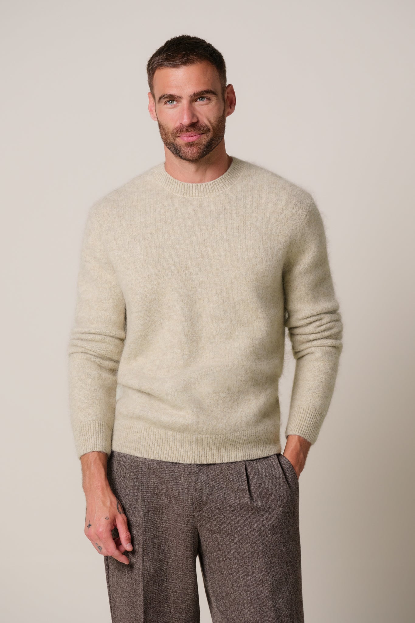 Profuomo - Woll-Alpaka-Pullover in Beige
