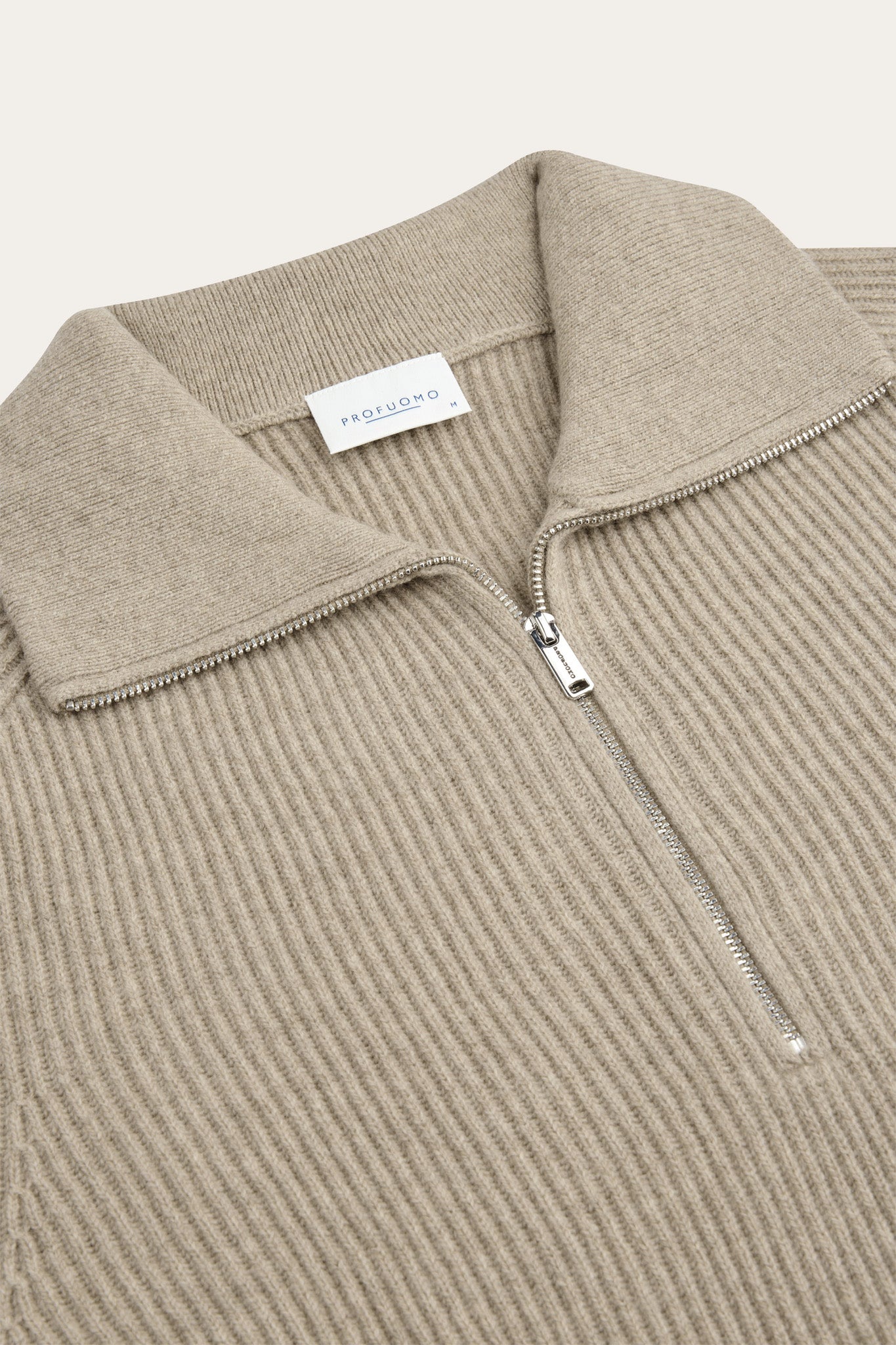 Profuomo - Half-Zip Wollpullover in Beige