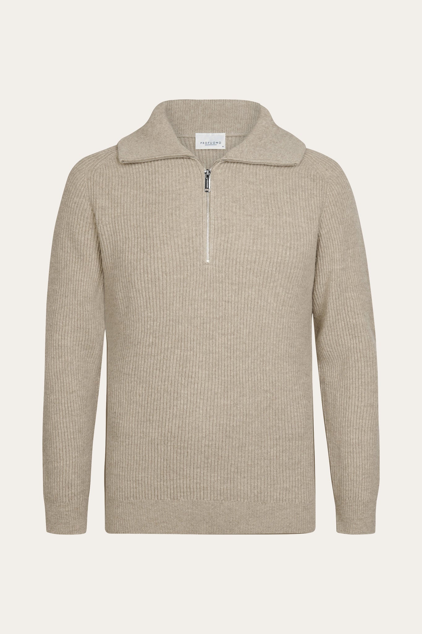 Profuomo - Half-Zip Wollpullover in Beige