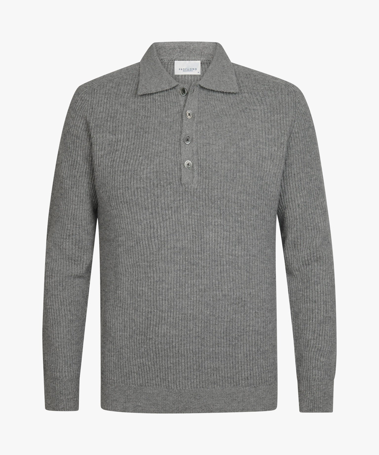 Profuomo - Strick-Poloshirt aus Wolle in Grau