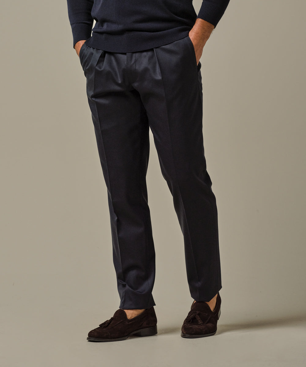Profuomo - Braune Baumwoll-Flanellhose mit Bundfalte (Kopie)