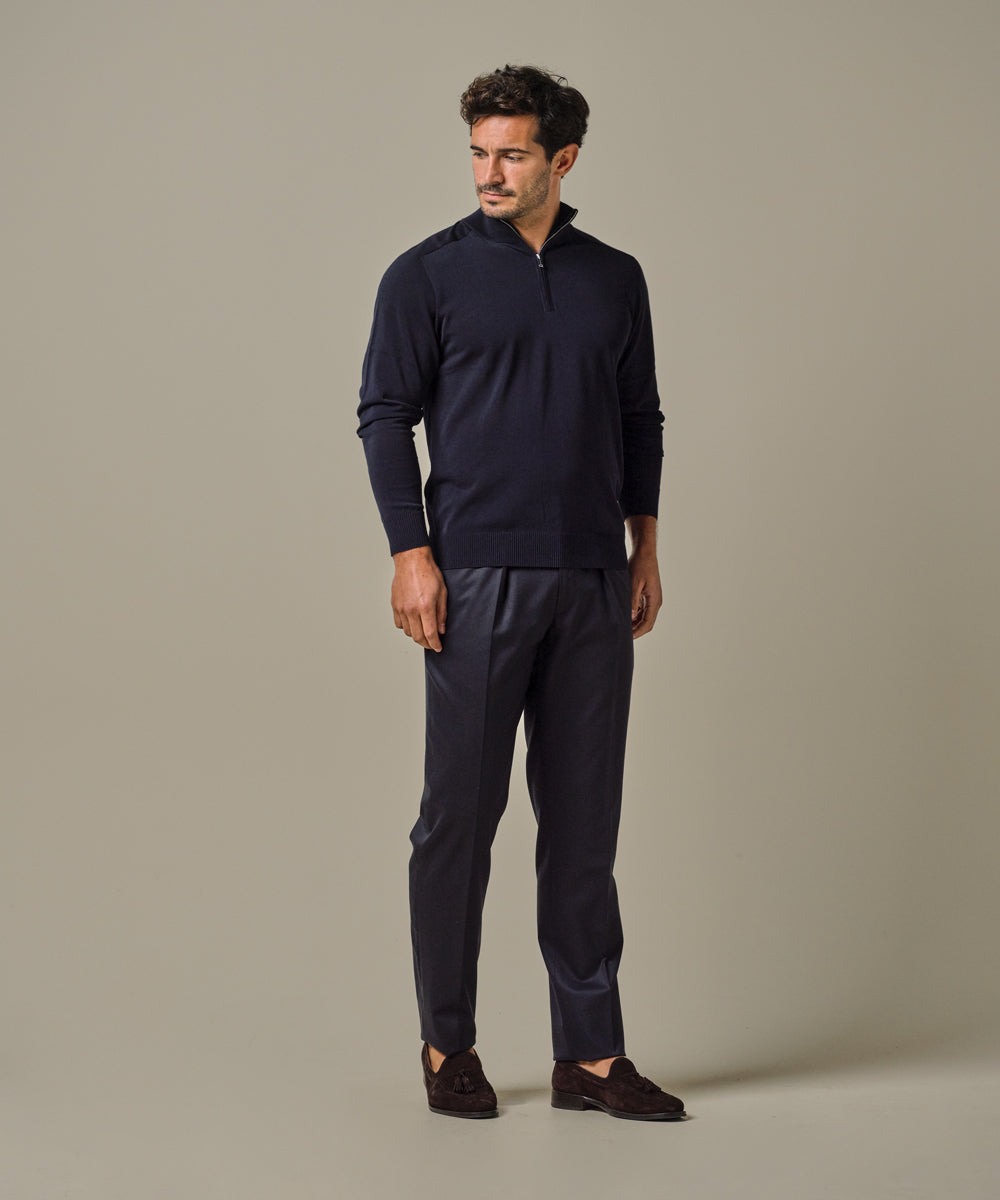 Profuomo - Braune Baumwoll-Flanellhose mit Bundfalte (Kopie)