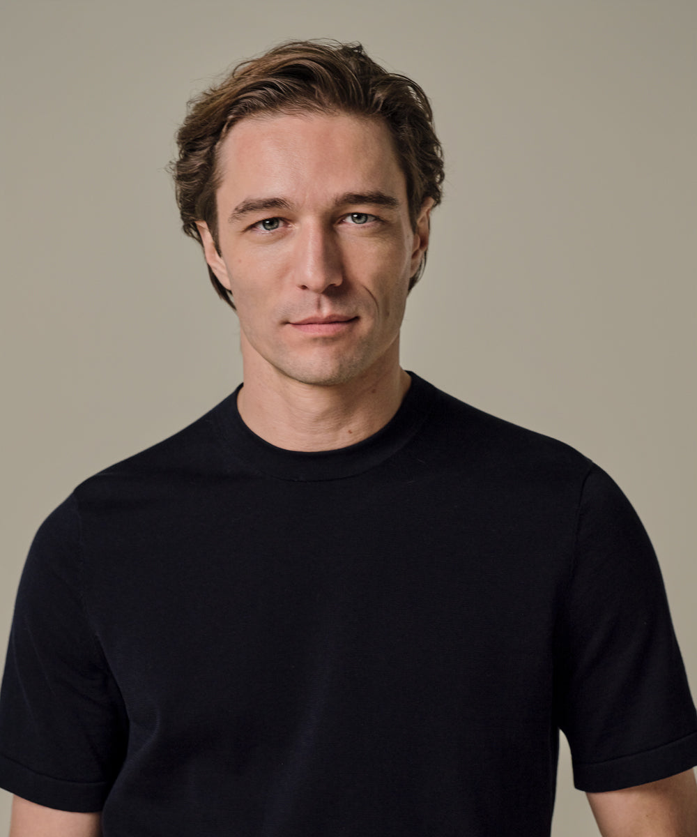 Profuomo - Feines Strick-T-Shirt in Navy