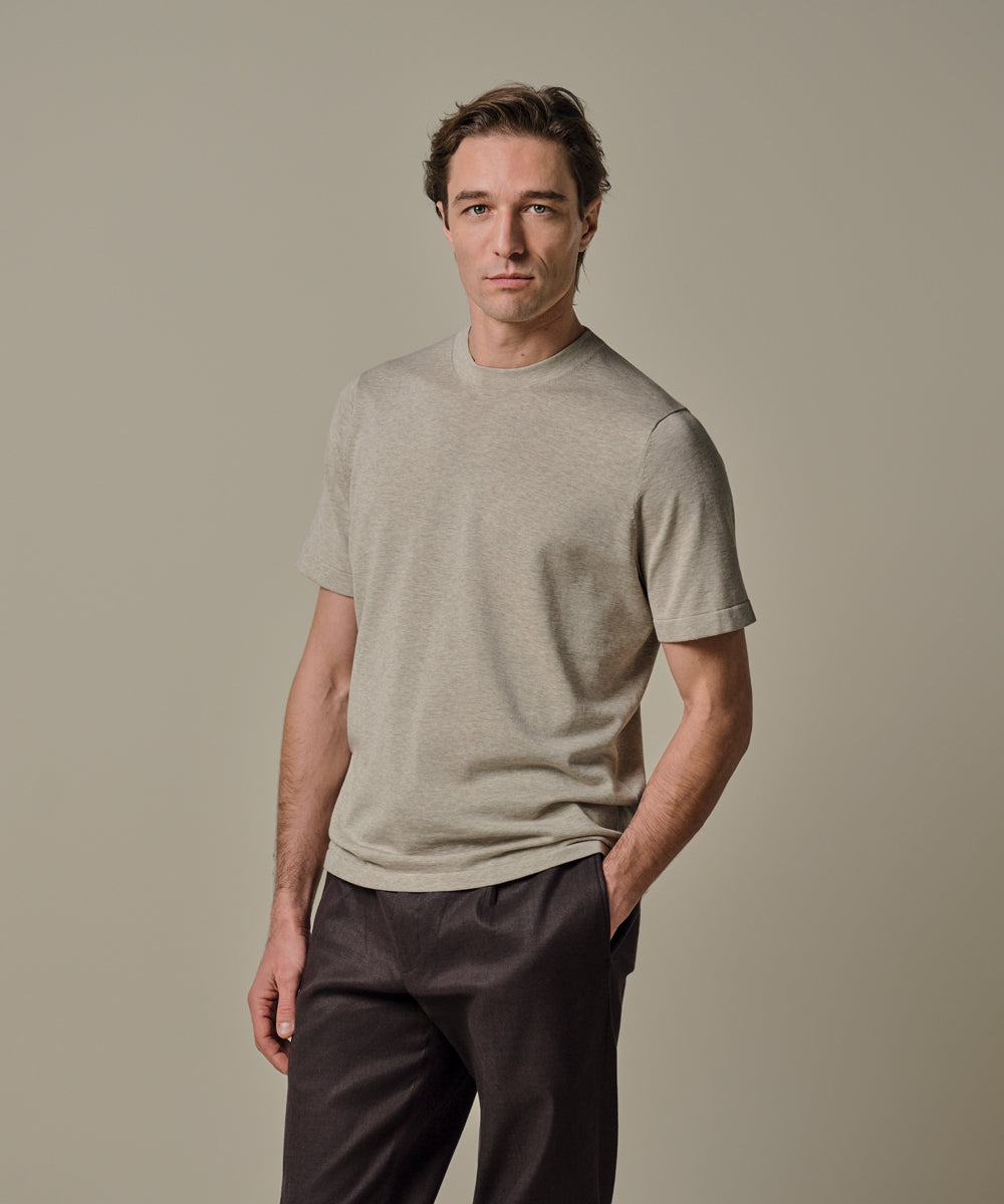 Profuomo - Feines Strick-T-Shirt in Beige