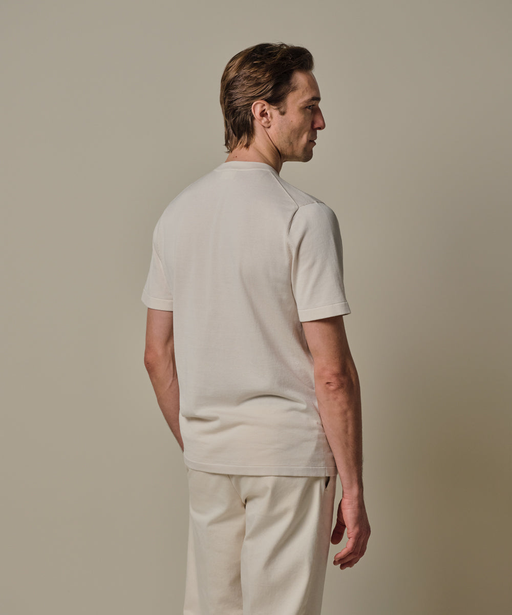 Profuomo - Feines Strick-T-Shirt in Off-White