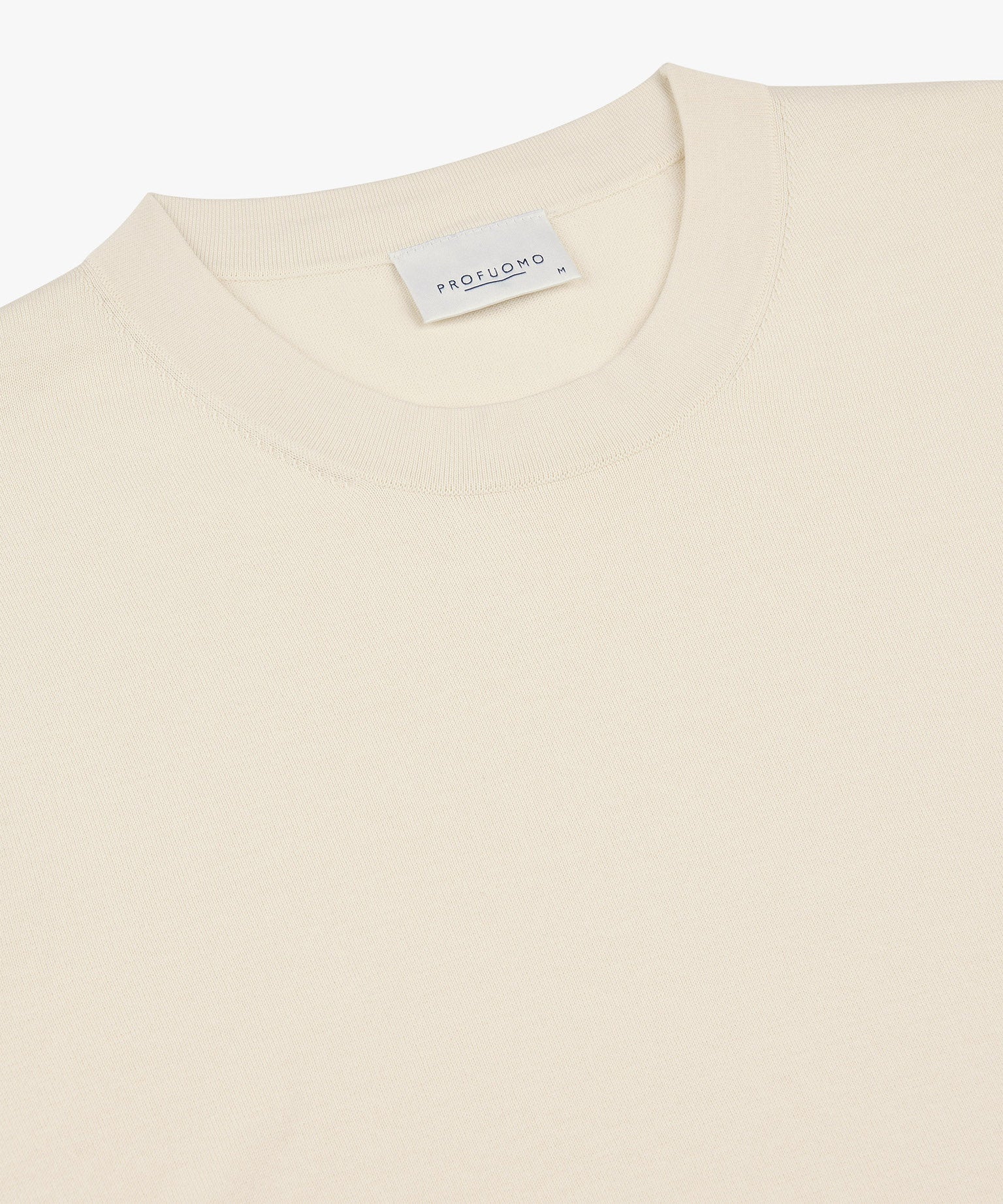 Profuomo - Feines Strick-T-Shirt in Off-White
