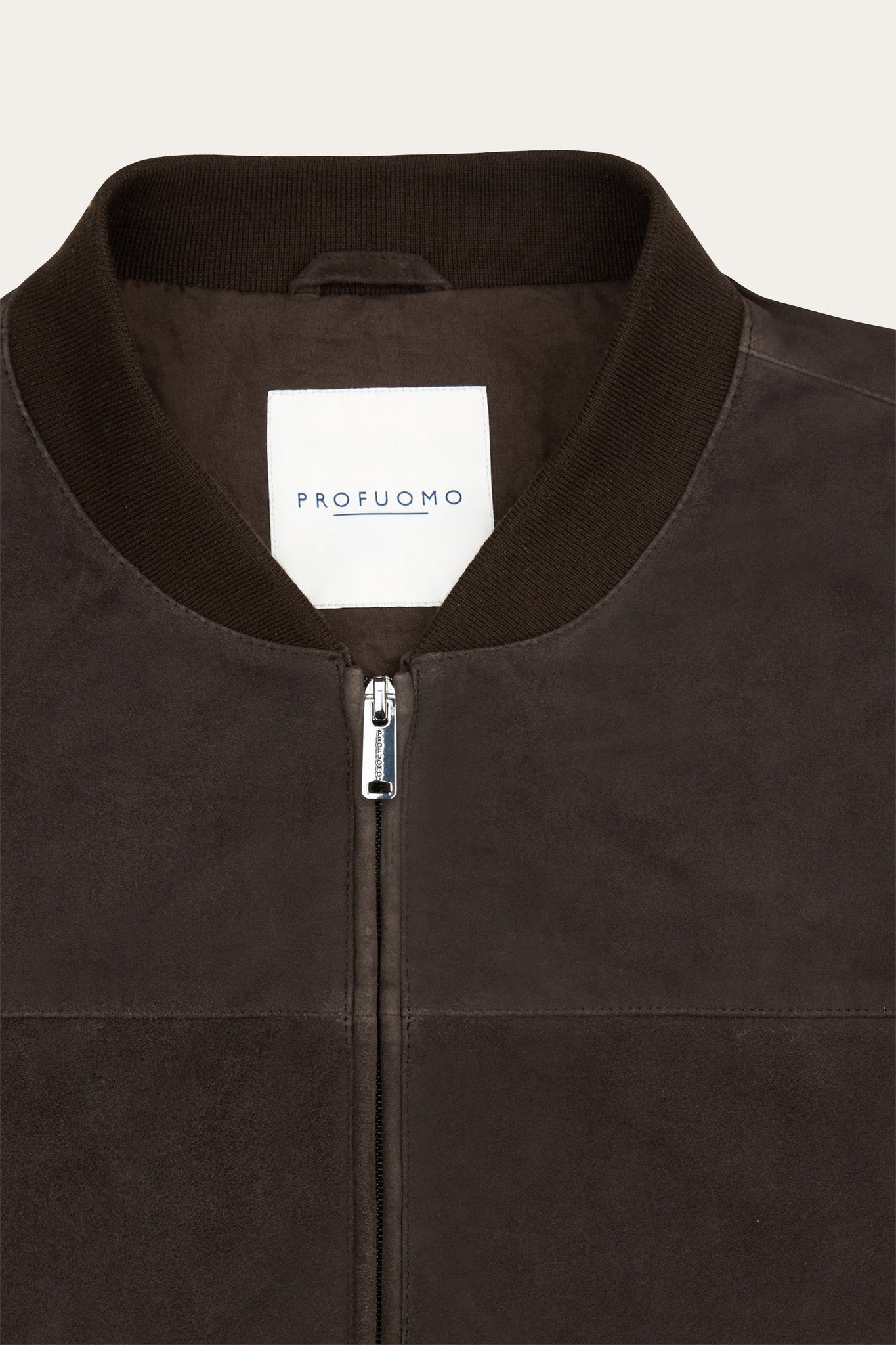 Profuomo - Veloursleder-Blouson in Dunkelbraun mit Strickbündchen