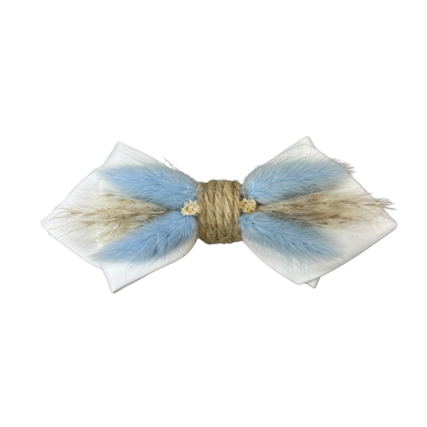 Schleife mit Trockenblumen - Hellblau
