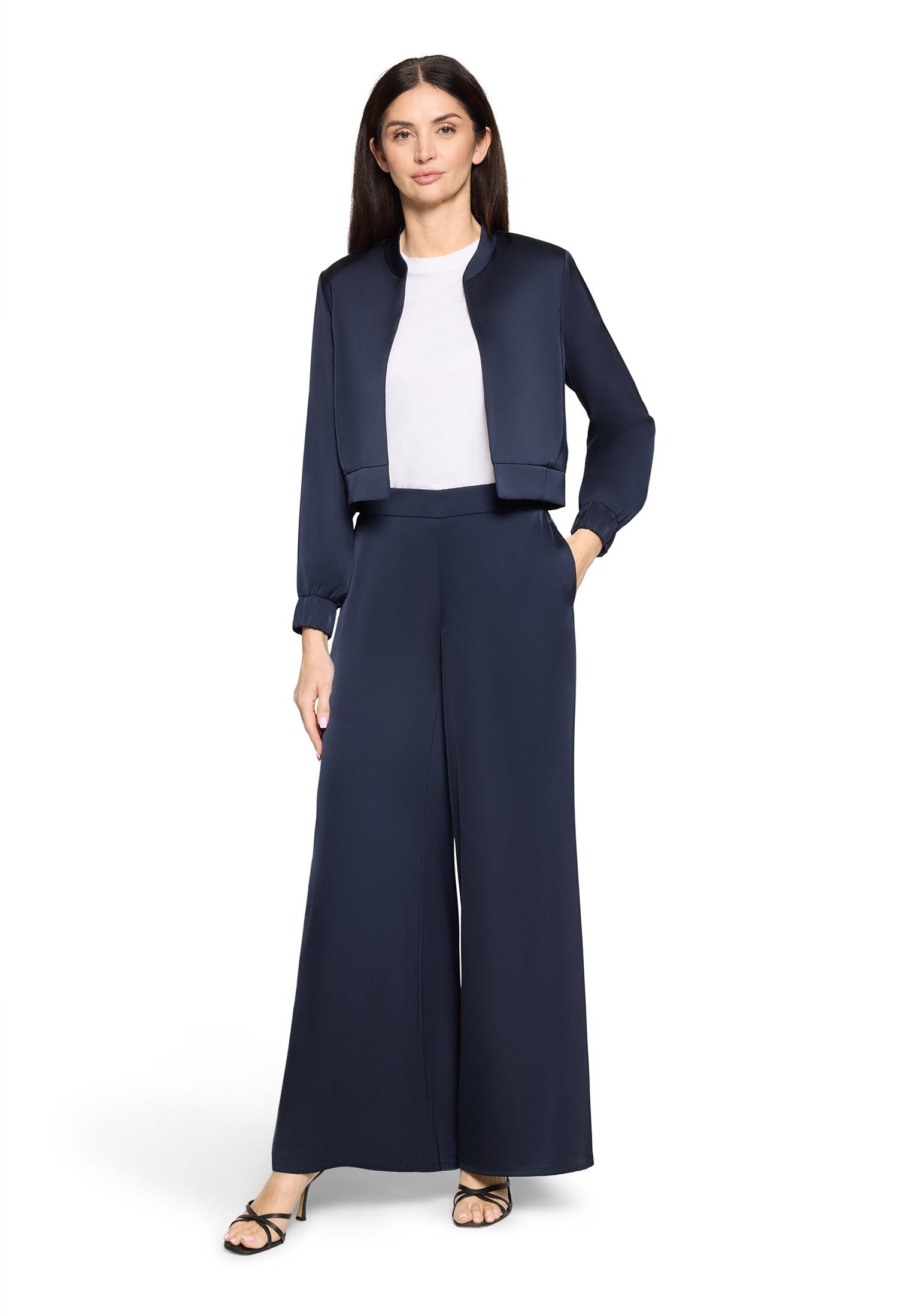 Vera Mont - Elegante Hose aus Satin in Dunkelblau