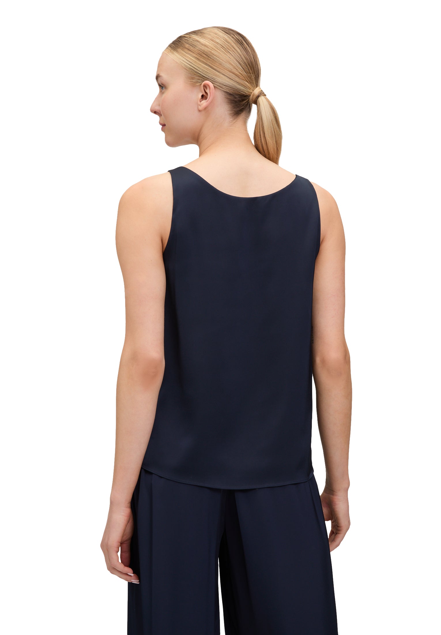 Vera Mont - Elegante Bluse aus Satin in Dunkelblau