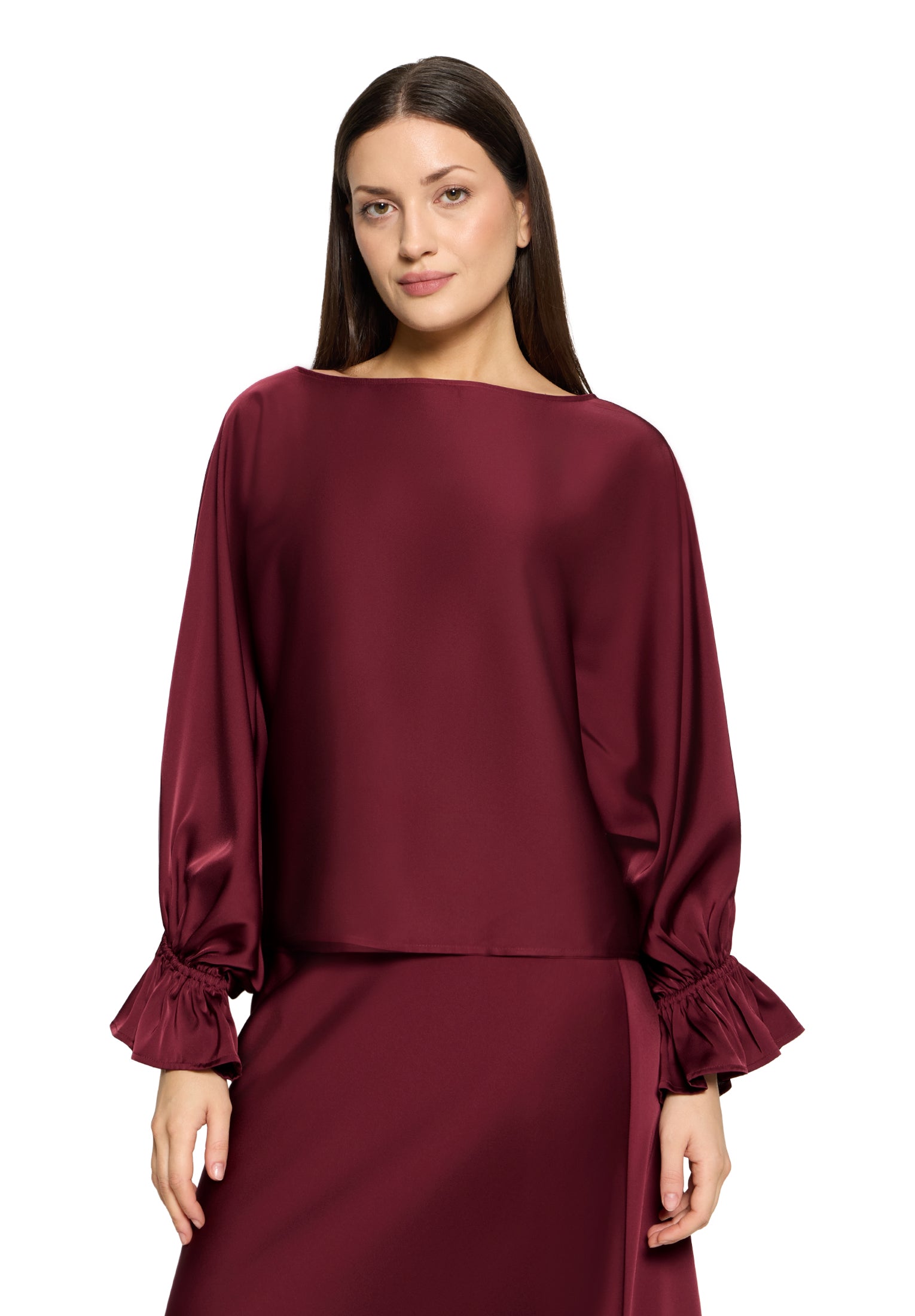 Vera Mont - Elegante Satin-Bluse in Bordeaux