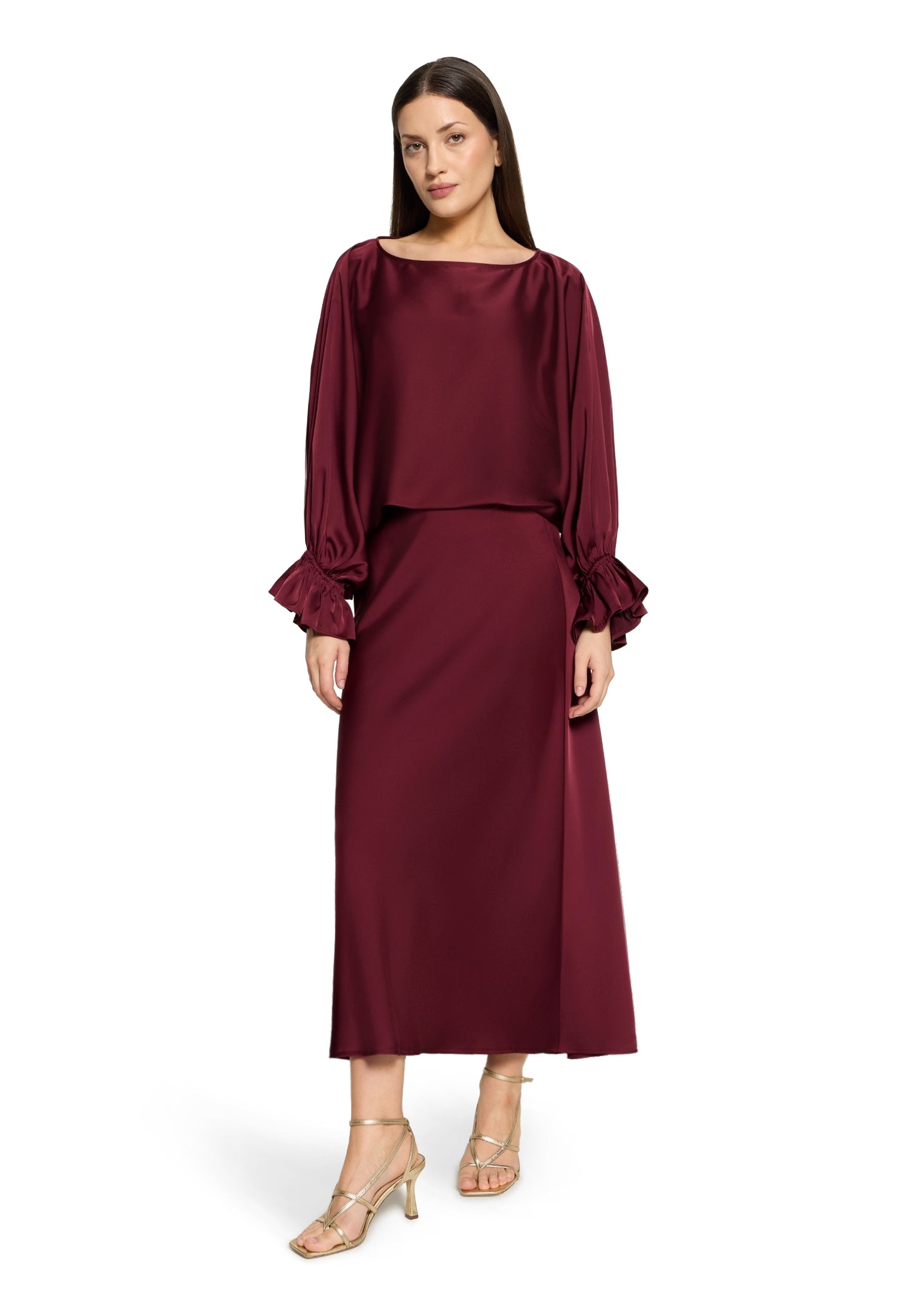 Vera Mont - Elegante Satin-Bluse in Bordeaux