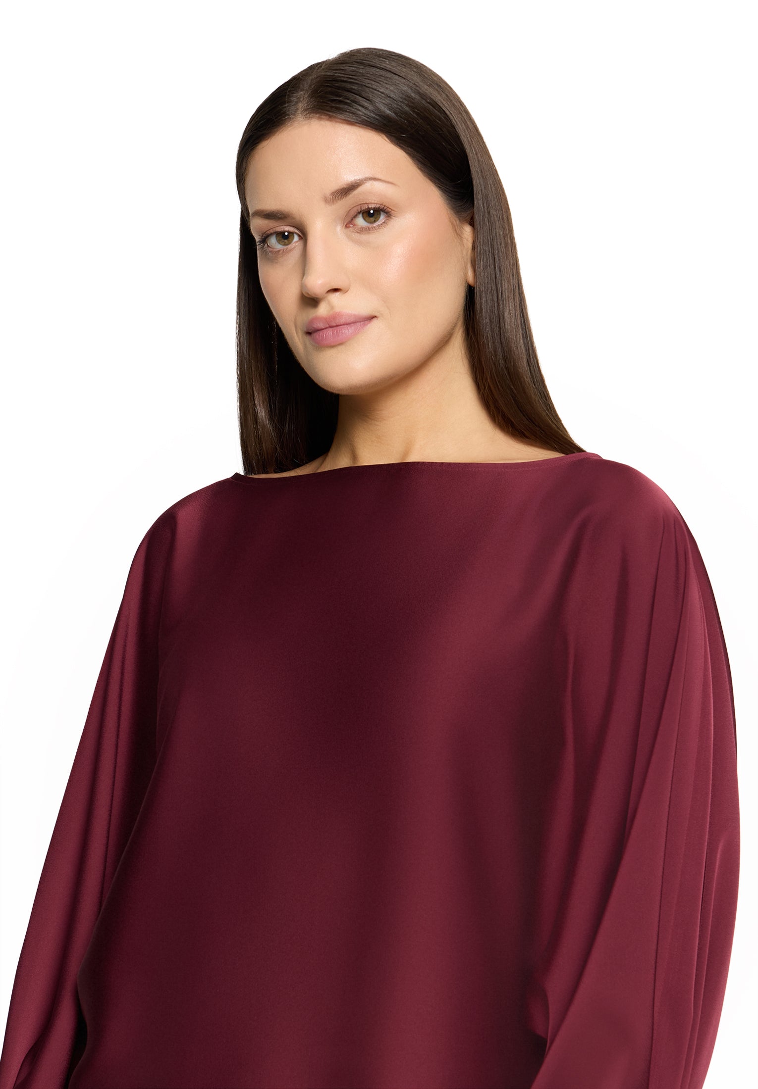 Vera Mont - Elegante Satin-Bluse in Bordeaux