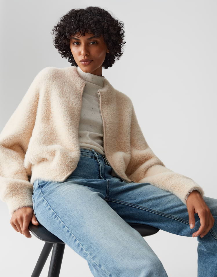 Opus - Strickblouson in Felloptik - Dores