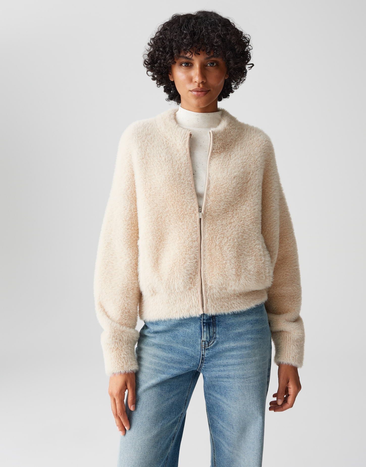 Opus - Strickblouson in Felloptik - Dores