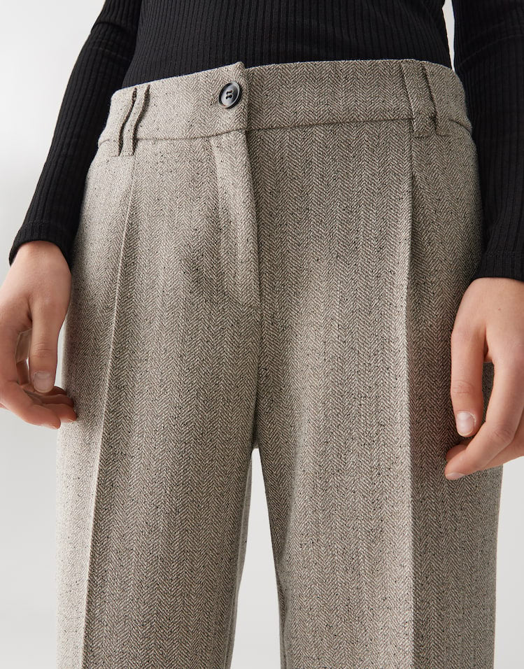 Opus - City Pant mit breitem Aufschlag - Meeri