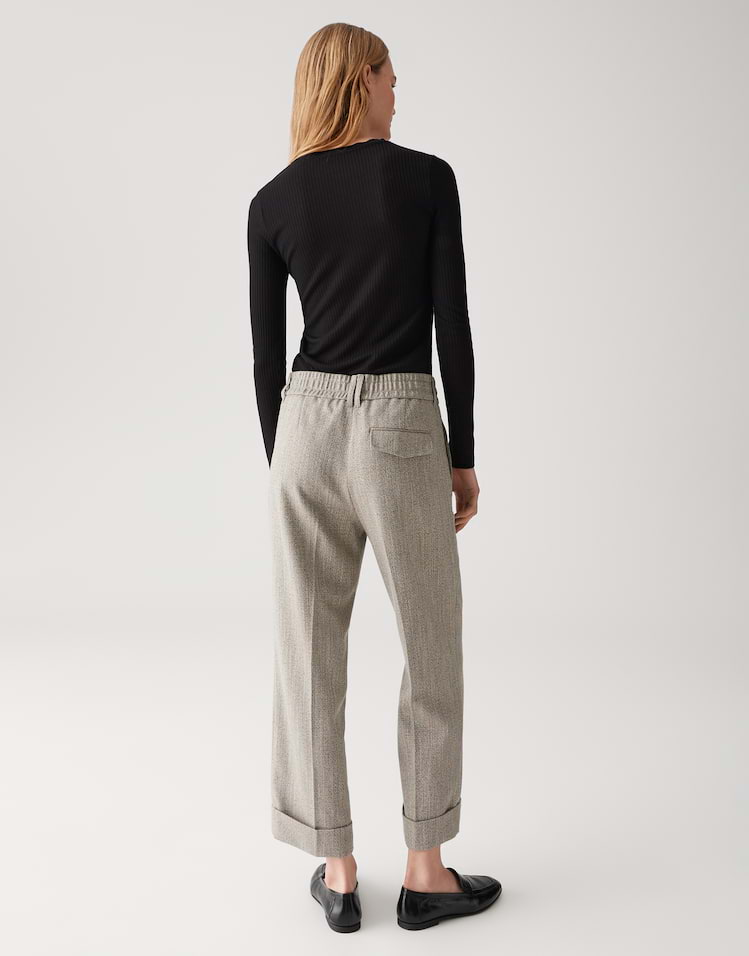 Opus - City Pant mit breitem Aufschlag - Meeri