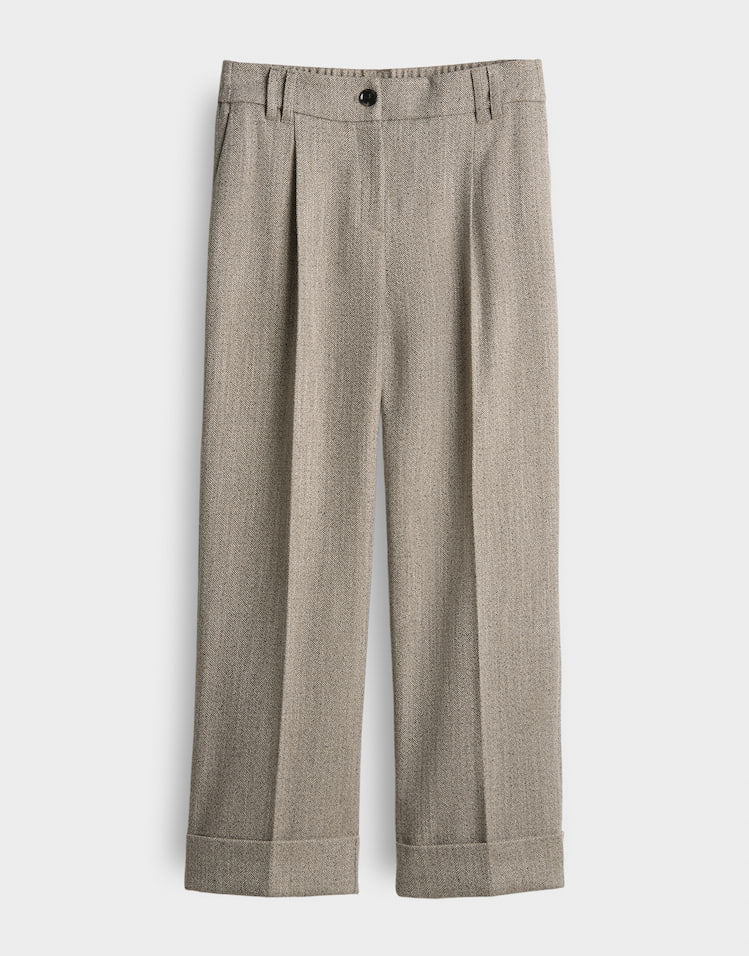 Opus - City Pant mit breitem Aufschlag - Meeri