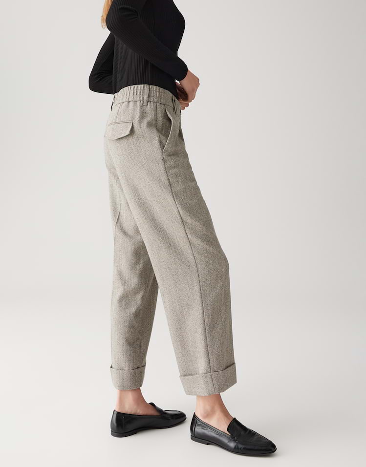 Opus - City Pant mit breitem Aufschlag - Meeri