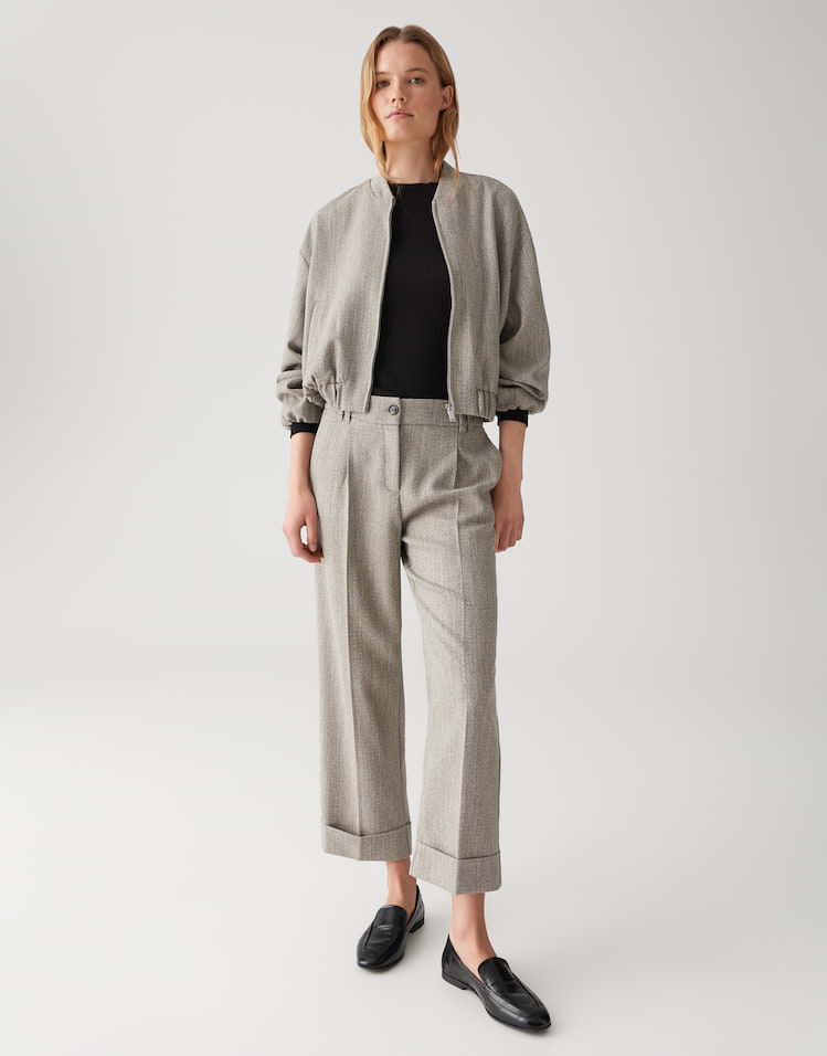 Opus - City Pant mit breitem Aufschlag - Meeri